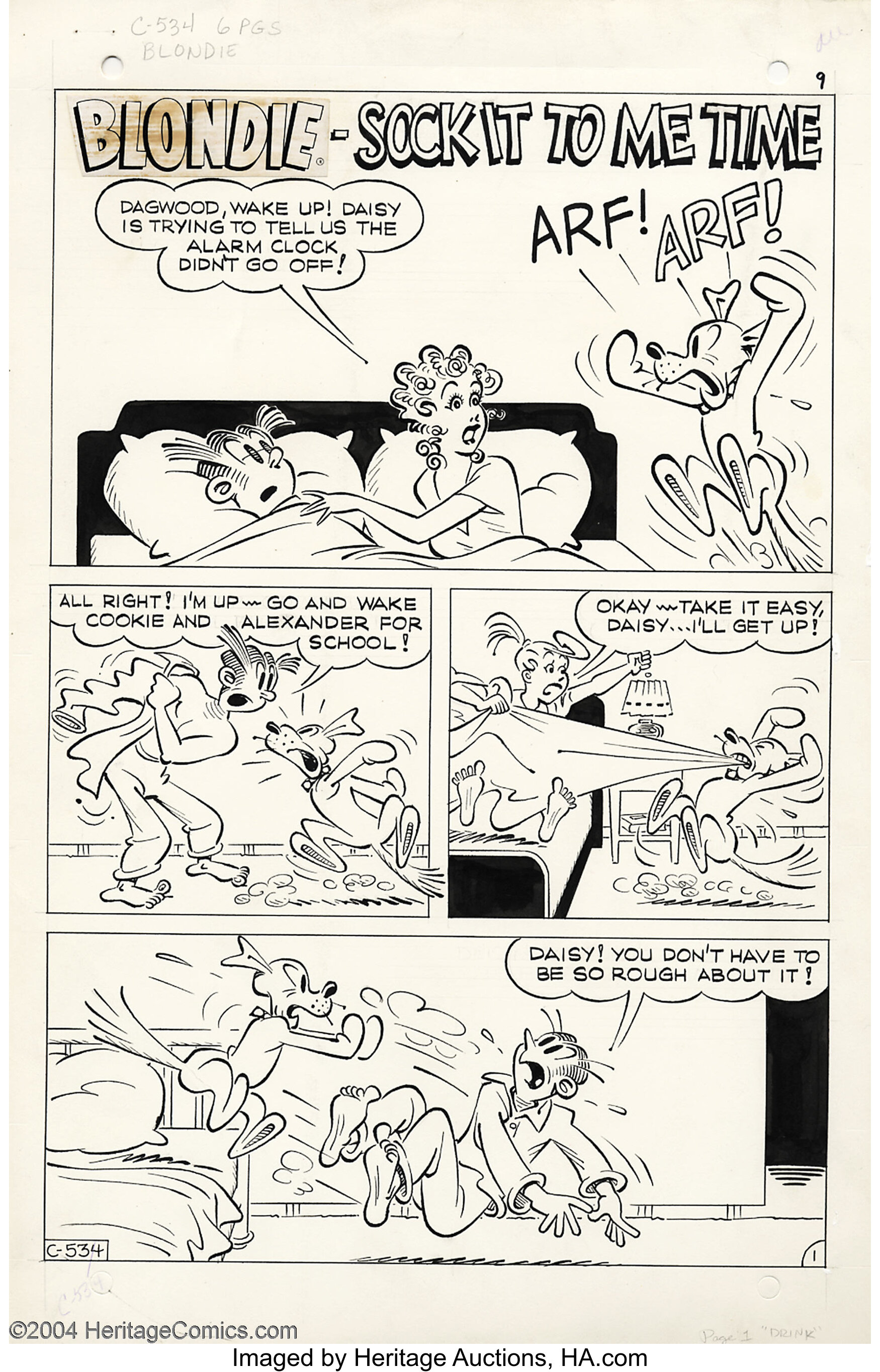 Hy Eisman - Original Art for Blondie, Complete 6-Page Story, 