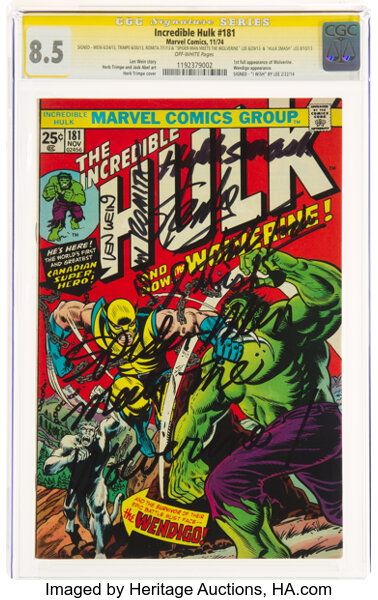 Bronze Age (1970-1979):Superhero, The Incredible Hulk #181 Signature Series: Stan Lee and Others (Marvel, 1974) CGC VF+ 8.5 Off-white pages....