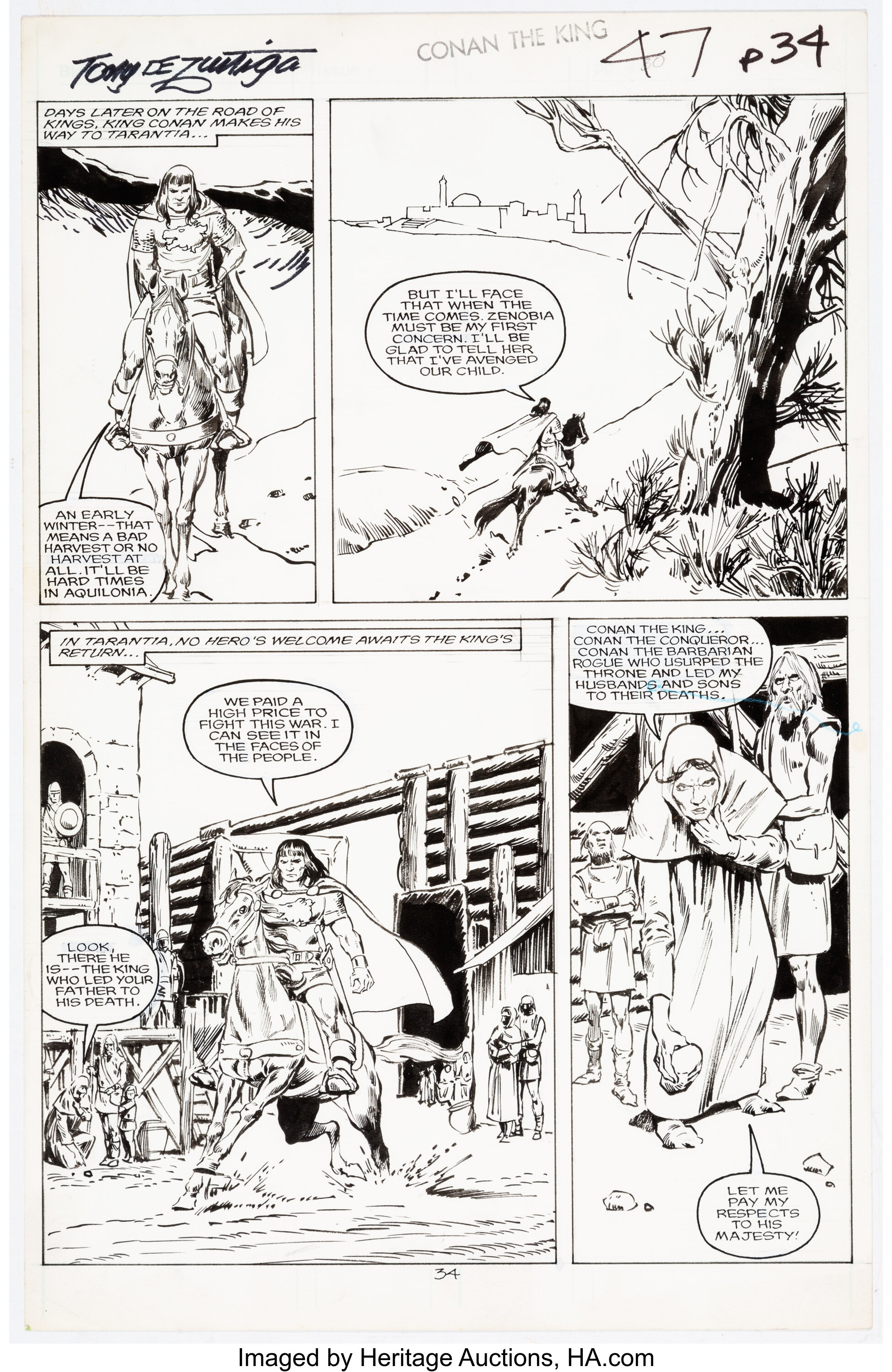 Tony Dezuniga Conan The King 47 Story Page 30 Original Art Lot