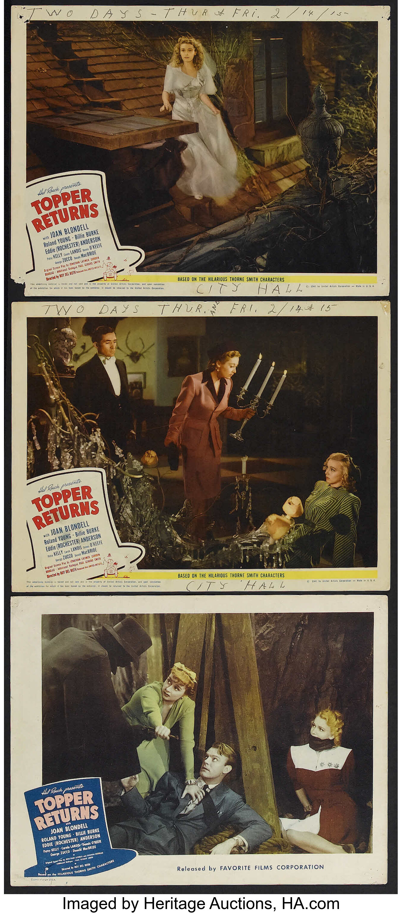 Topper Returns (United Artists, 1941). Lobby Cards (3) (11