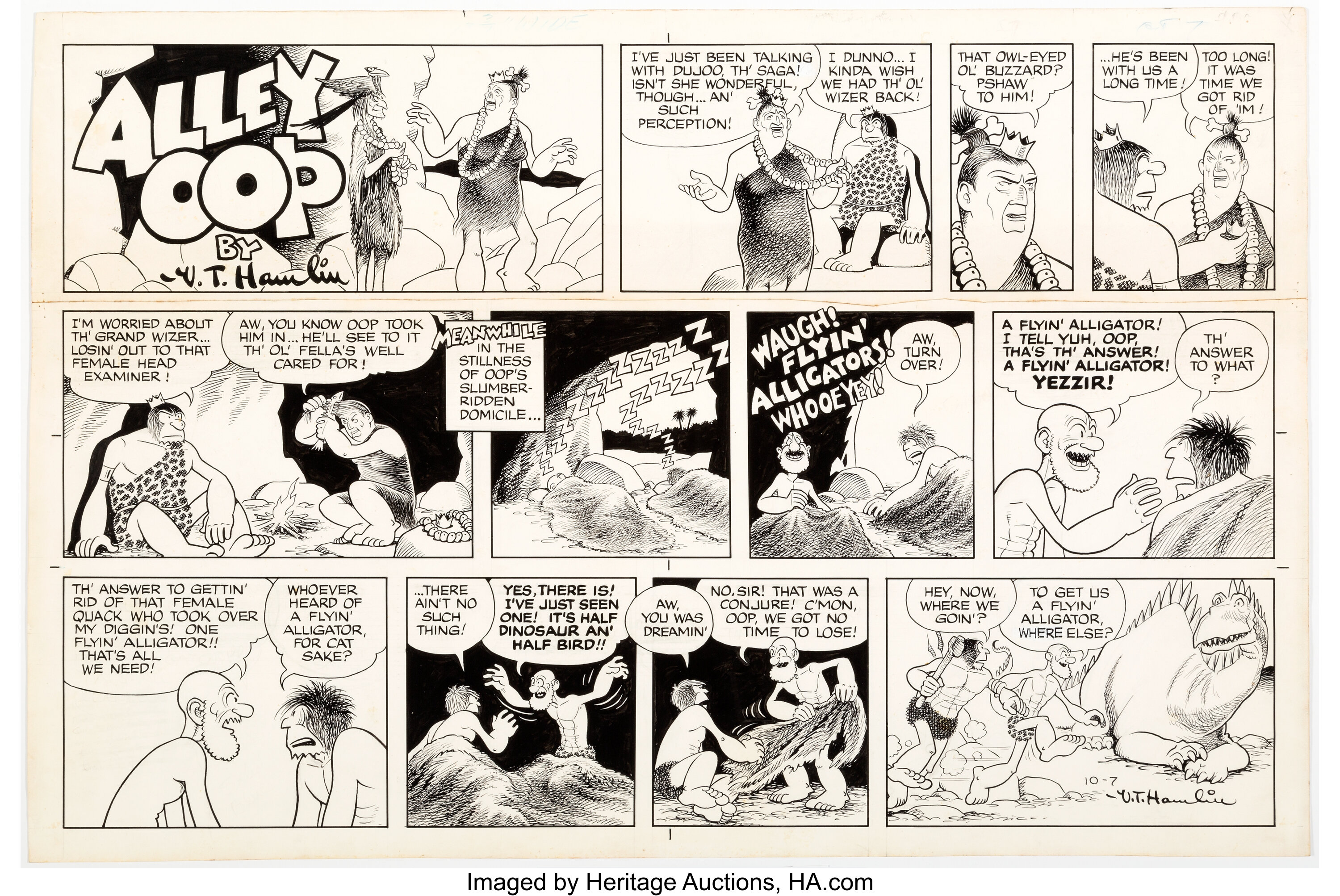 V.T. Hamlin Alley Oop Sunday Comic Strip Original Art dated 10-7-62 ...
