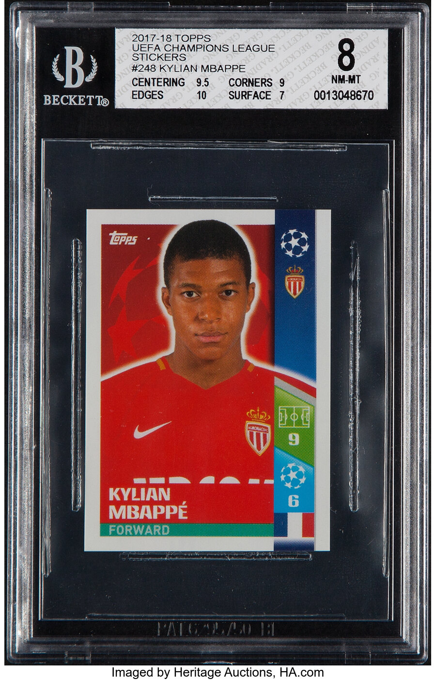 2017-18 Topps UEFA Champions League Stickers Kylian Mbappe #248 BGS NM-MT 8