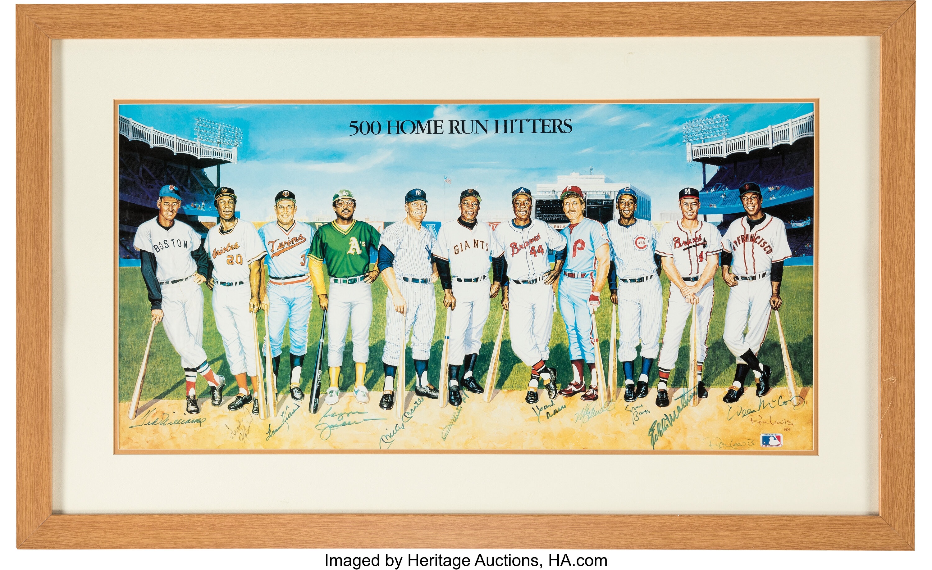 1988 500 Home Run Hitters MultiSigned Lithograph.... Baseball Lot