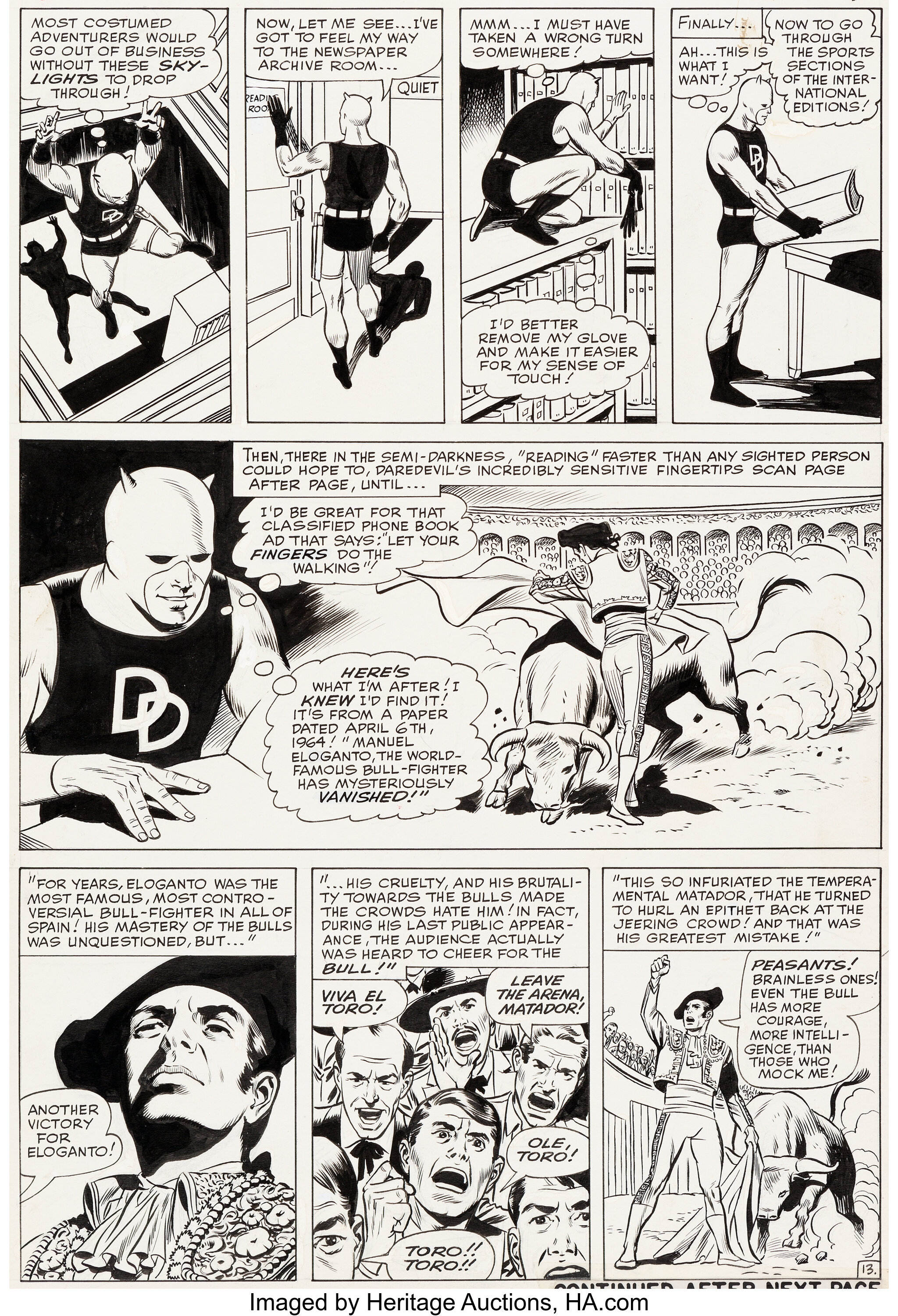 Wally Wood Daredevil #5 Story Page 13 Original Art (Marvel, | Lot ...