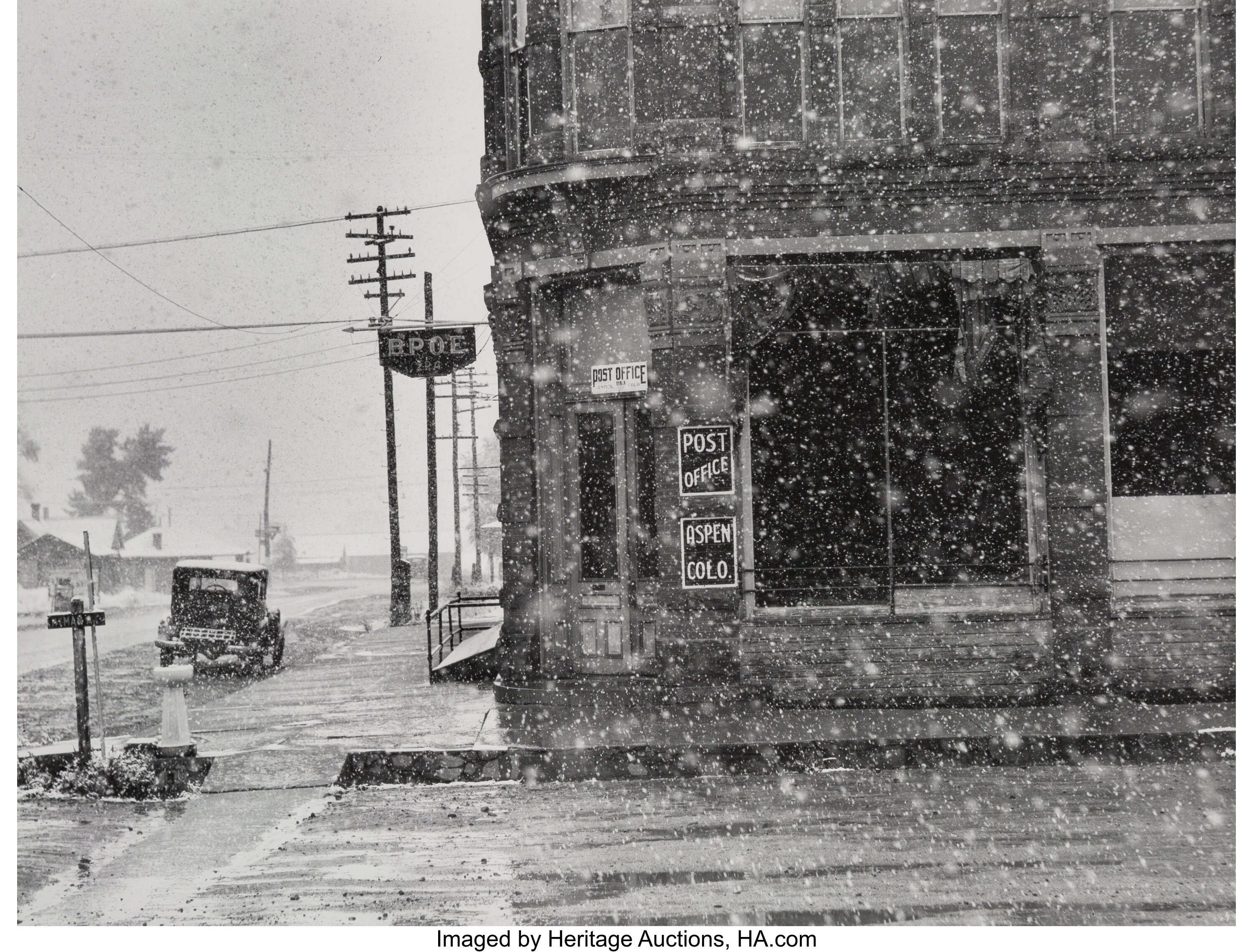 Marion Post Wolcott (American, 1910-1990). Post office in blizzard ...