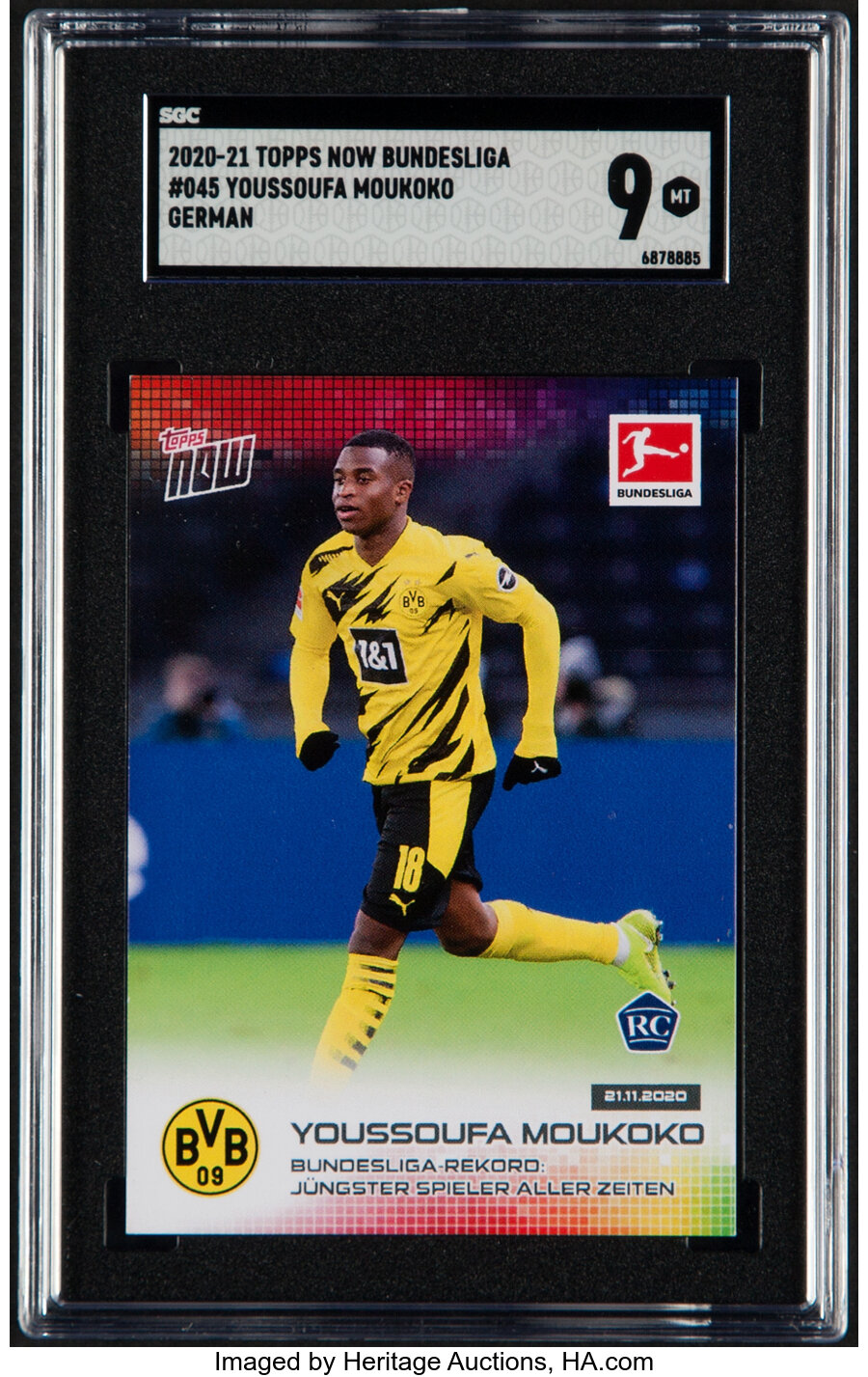 2020 Topps Now Bundesliga Youssoufa Moukoko (German) #45 SGC Mint 9