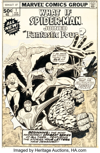 Original Comic Art:Covers, John Buscema and Joe Sinnott What If? #1 Spider-Man Joined the Fantastic Four? Cover Original Art (Marvel, 1977)....