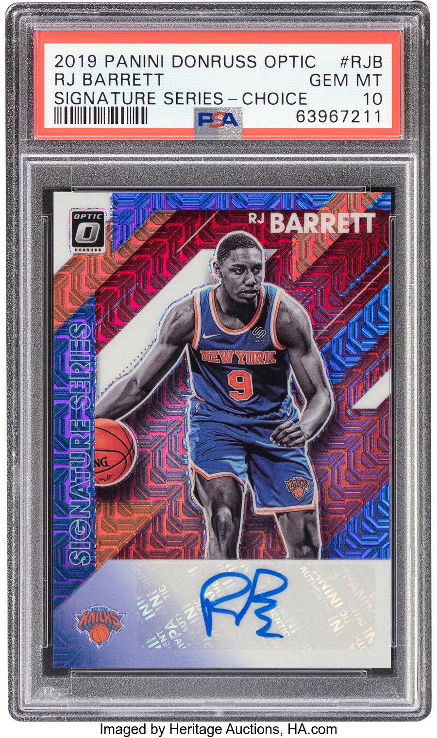 2019 Panini Donruss Optic RJ Barrett (Signature Series Prizm-Choice) Rookie #SS-RJB PSA Gem Mint 10