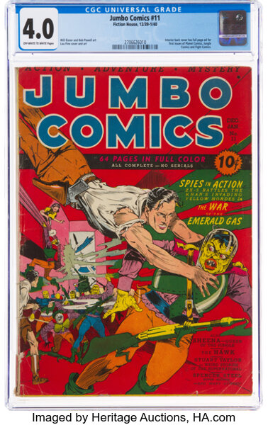 Golden Age (1938-1955):Adventure, Jumbo Comics #11 (Fiction House, 1940) CGC VG 4.0 Off-white to white pages....