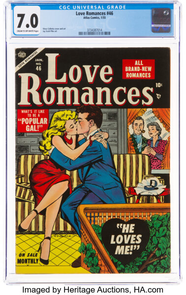 Golden Age (1938-1955):Romance, Love Romances #46 (Atlas, 1955) CGC FN/VF 7.0 Cream to off-white pages....