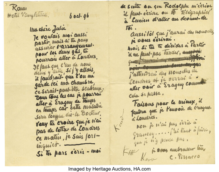 Camille Pissaro The Father Of Impressionism Autograph Letter Lot Heritage Auctions