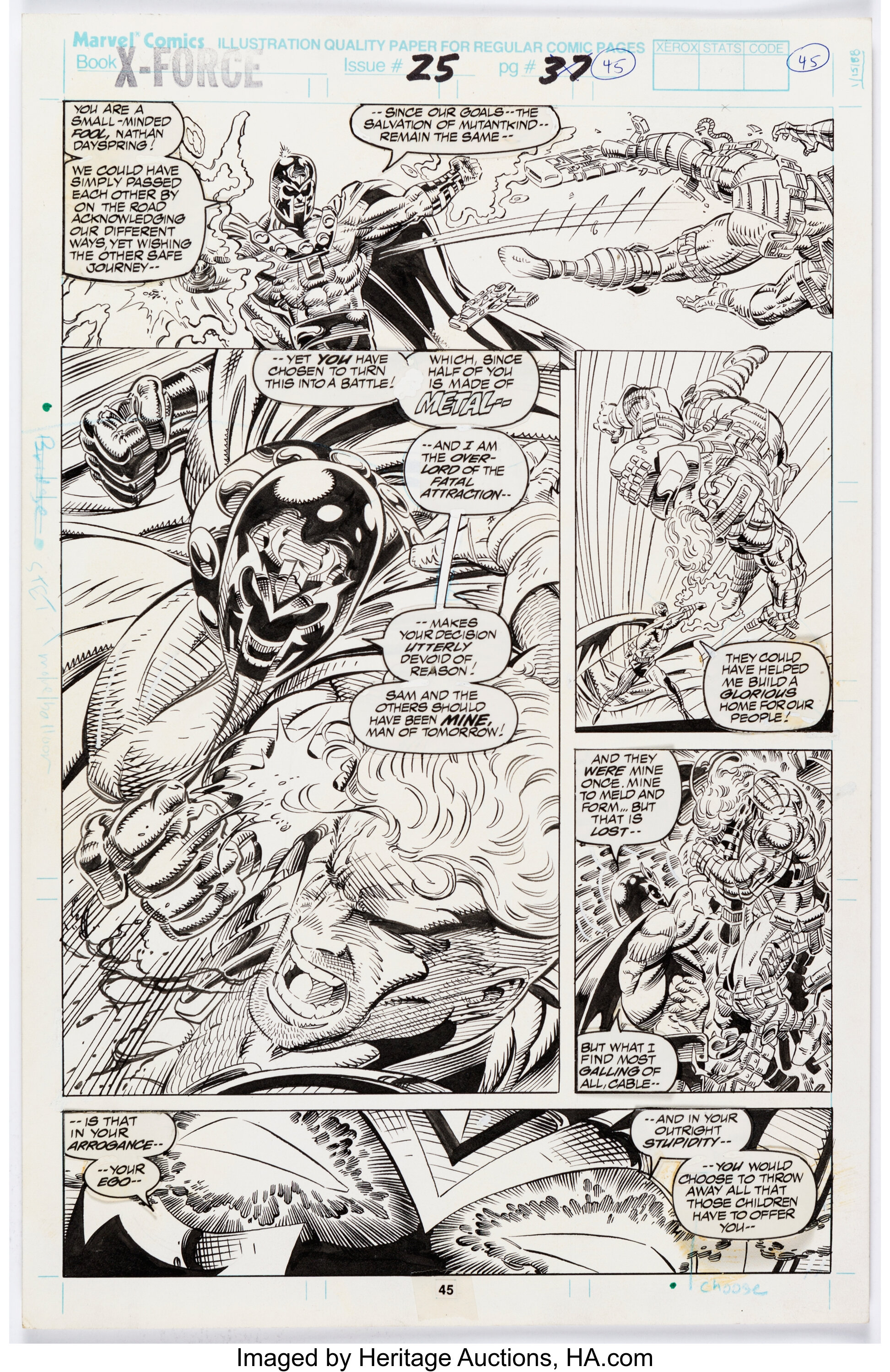 Greg Capullo and Al Milgrom X-Force #25 Story Page 37 Original Art ...