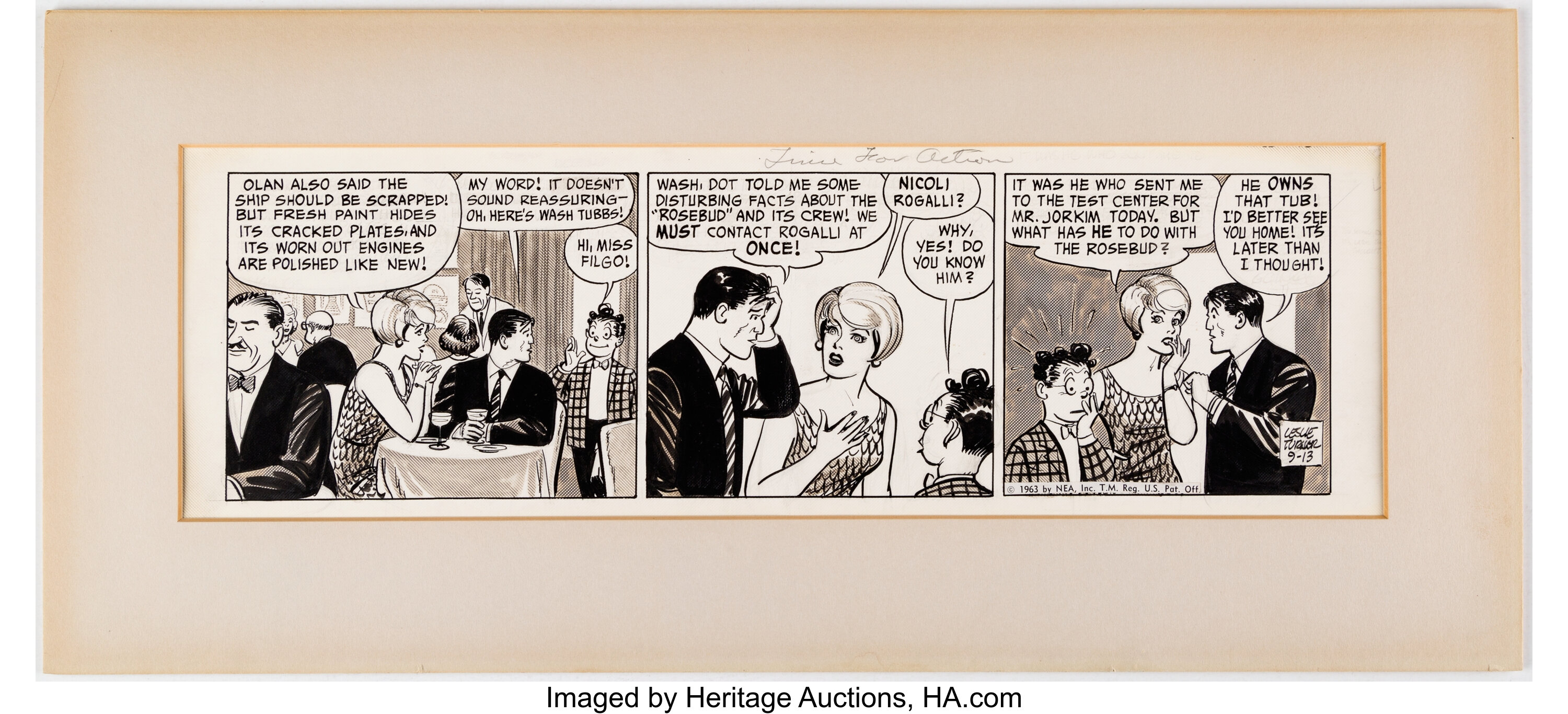 Leslie Turner Captain Easy Daily Comic Strip Original Art dated | Lot ...