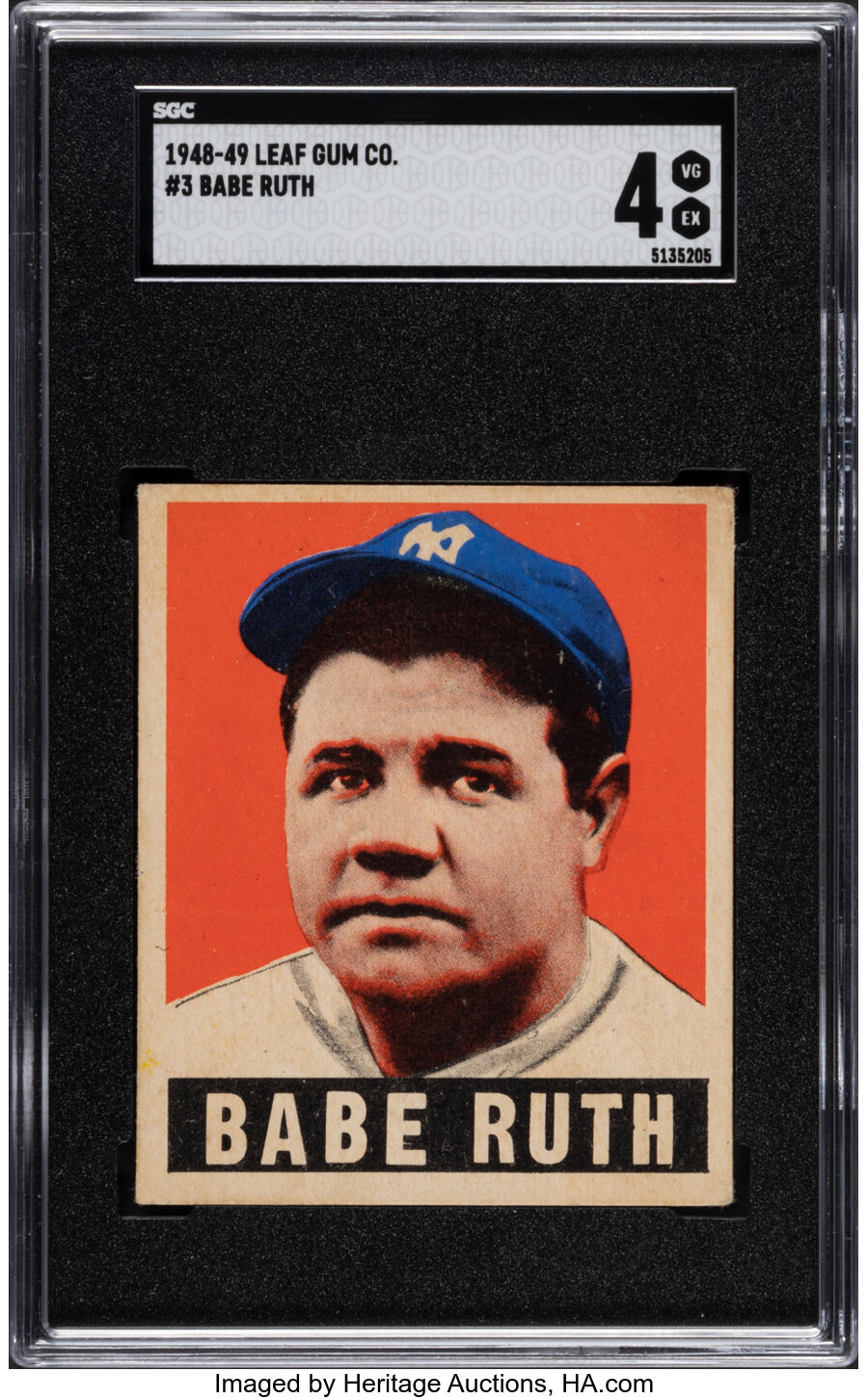 1948-49 Leaf Babe Ruth #3 SGC VG/EX 4