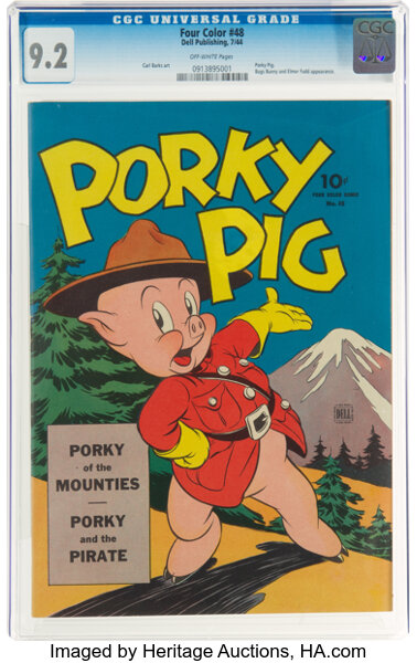 Golden Age (1938-1955):Cartoon Character, Four Color #48 Porky Pig (Dell, 1944) CGC NM- 9.2 Off-white pages....