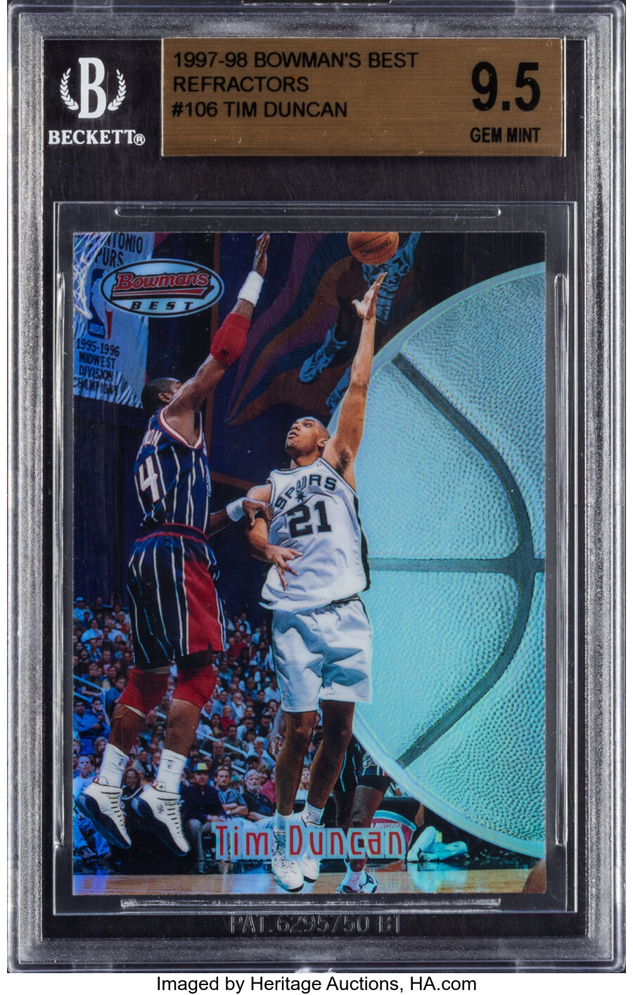 1997 Bowman's Best Tim Duncan (Refractor) Rookie #106 BGS Gem Mint 9.5