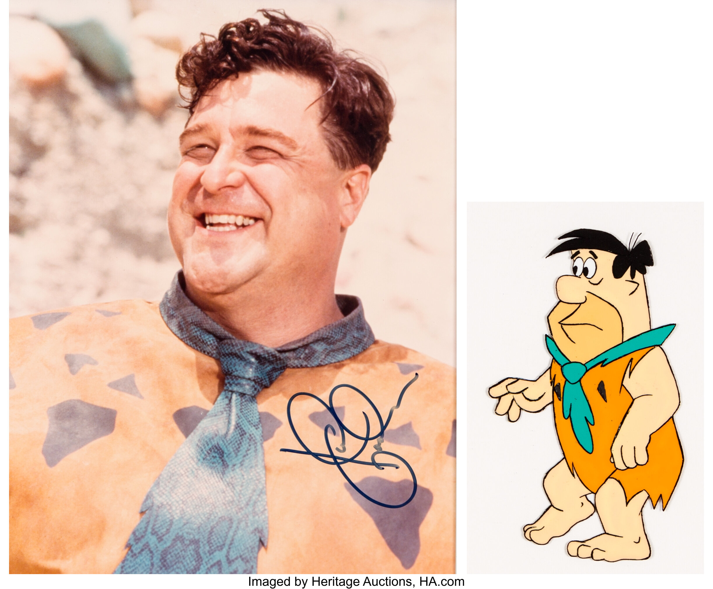 The Flintstones Fred Flintstone Production Cel with Portrait | Lot ...