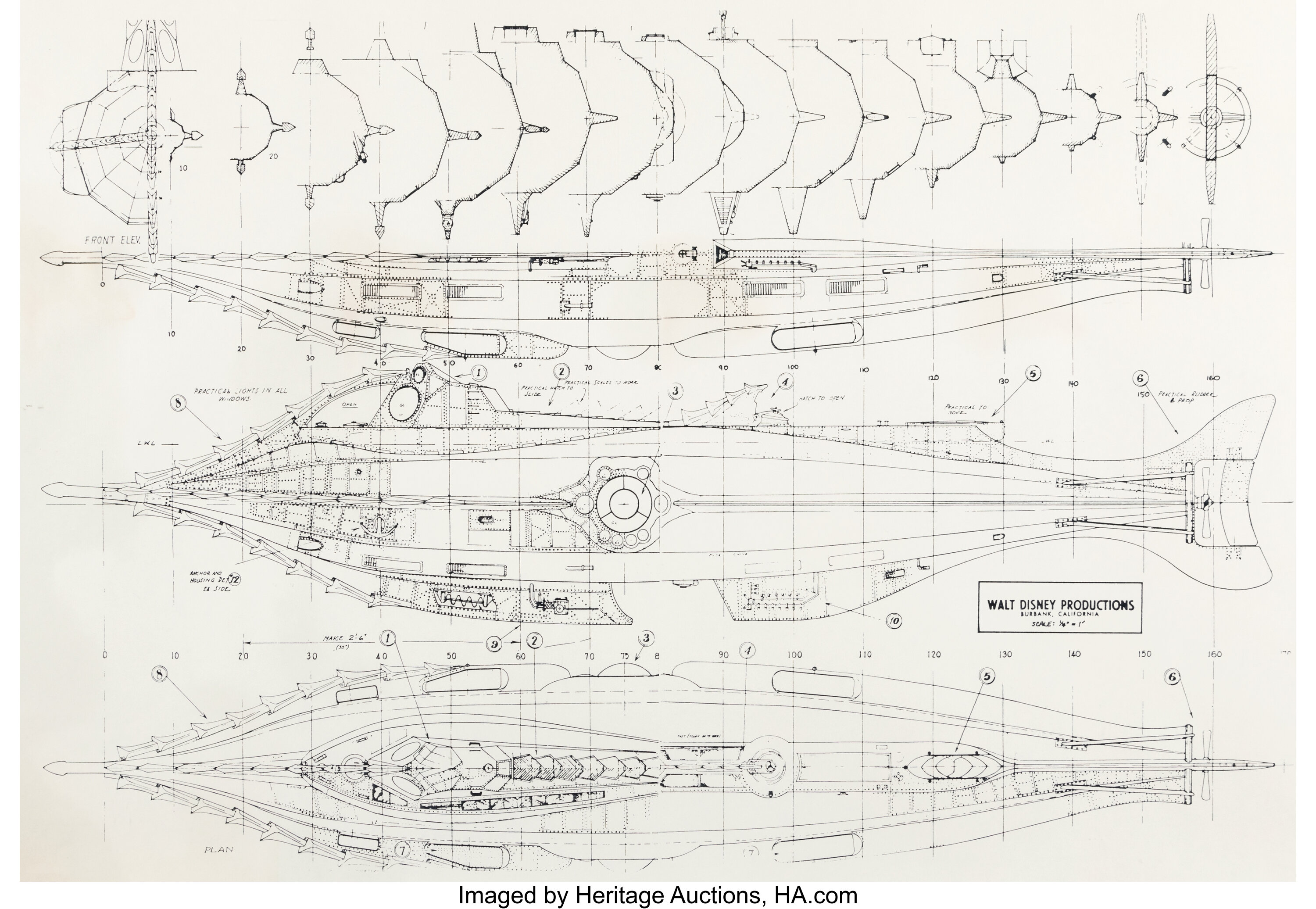 20,000 Leagues Under the Sea Nautilus Blackline Plans (Walt Disney ...