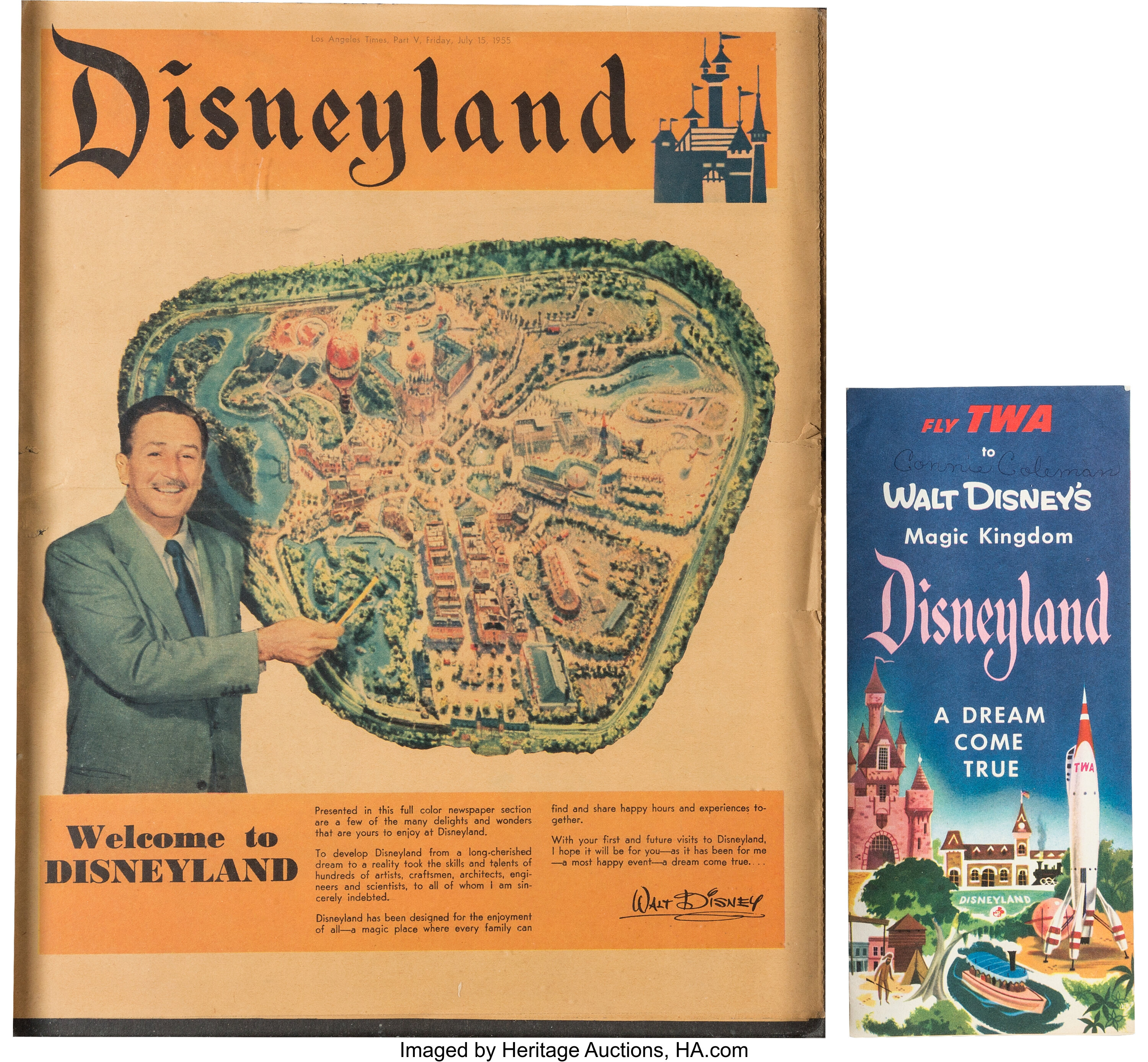 Disneyland - Pre-Opening Los Angeles Times and Trans World Airlines ...