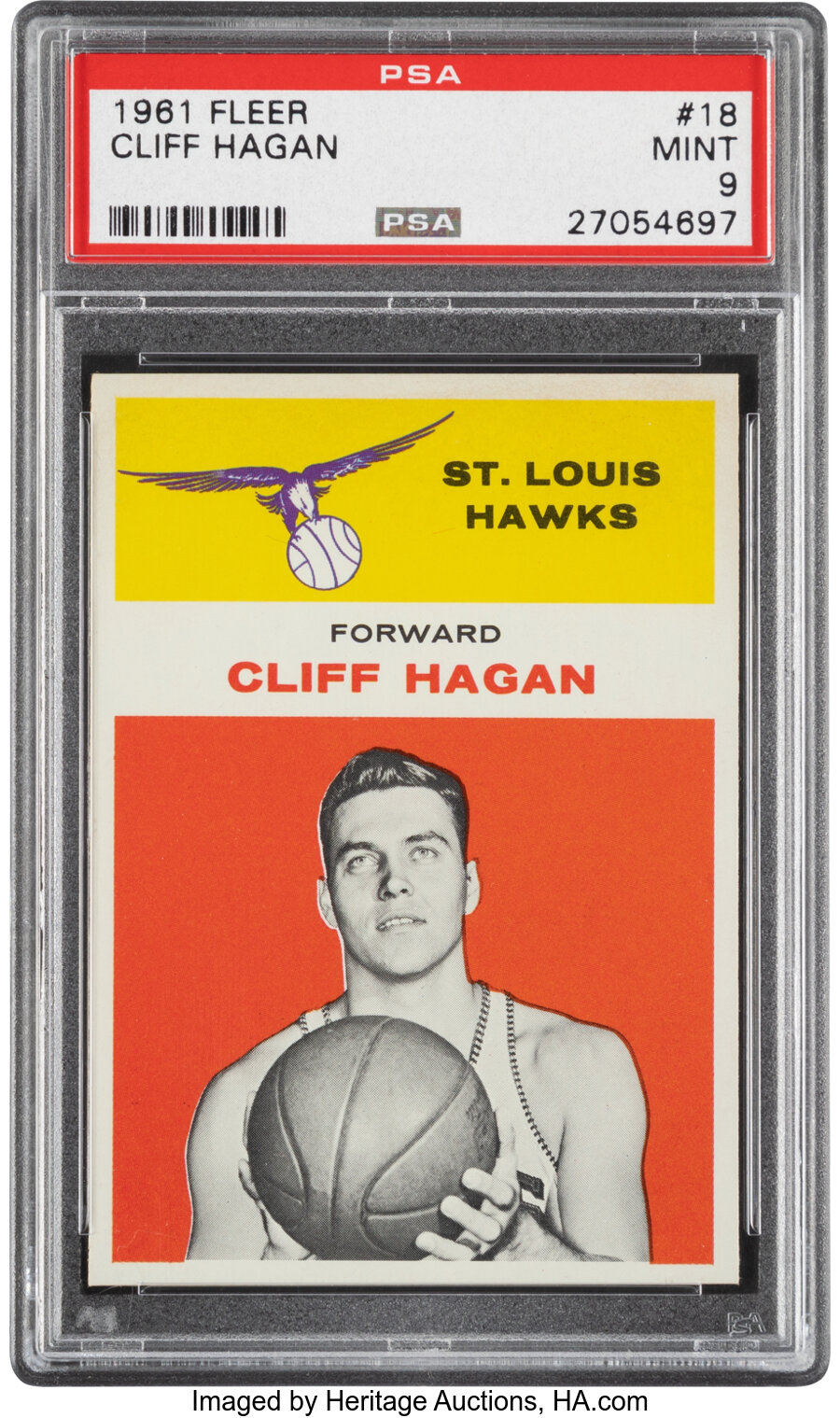 1961 Fleer Cliff Hagan #18 PSA Mint 9 - Only One Higher!