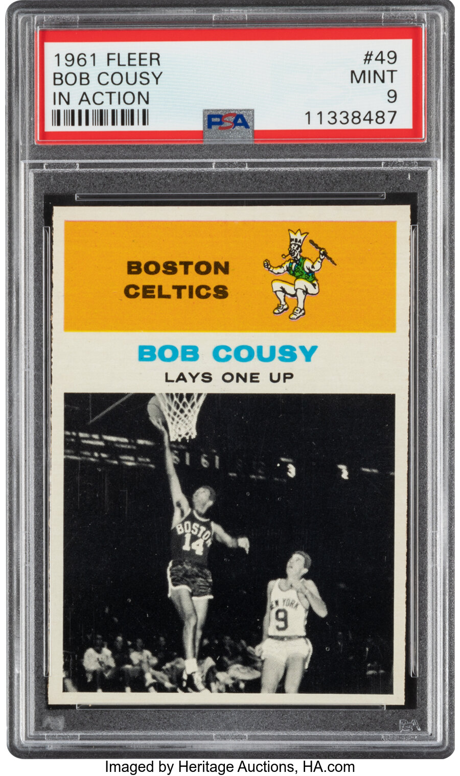 1961 Fleer Bob Cousy (In Action) #49 PSA Mint 9 - Only Two Higher!