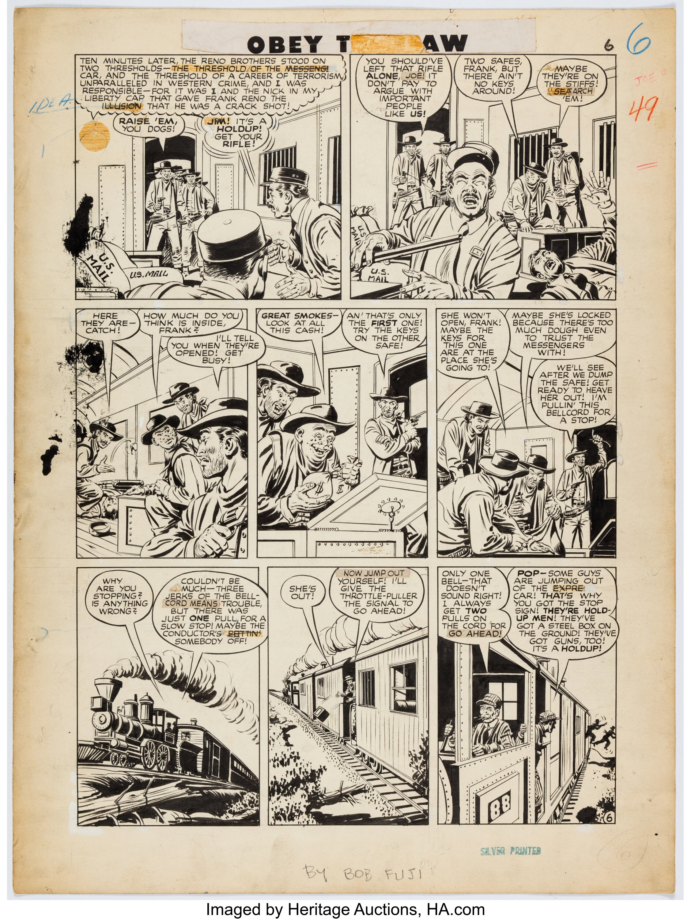 Bob Fujitani Desperado #4 Story Page 6 Original Art (Lev Gleason, | Lot ...