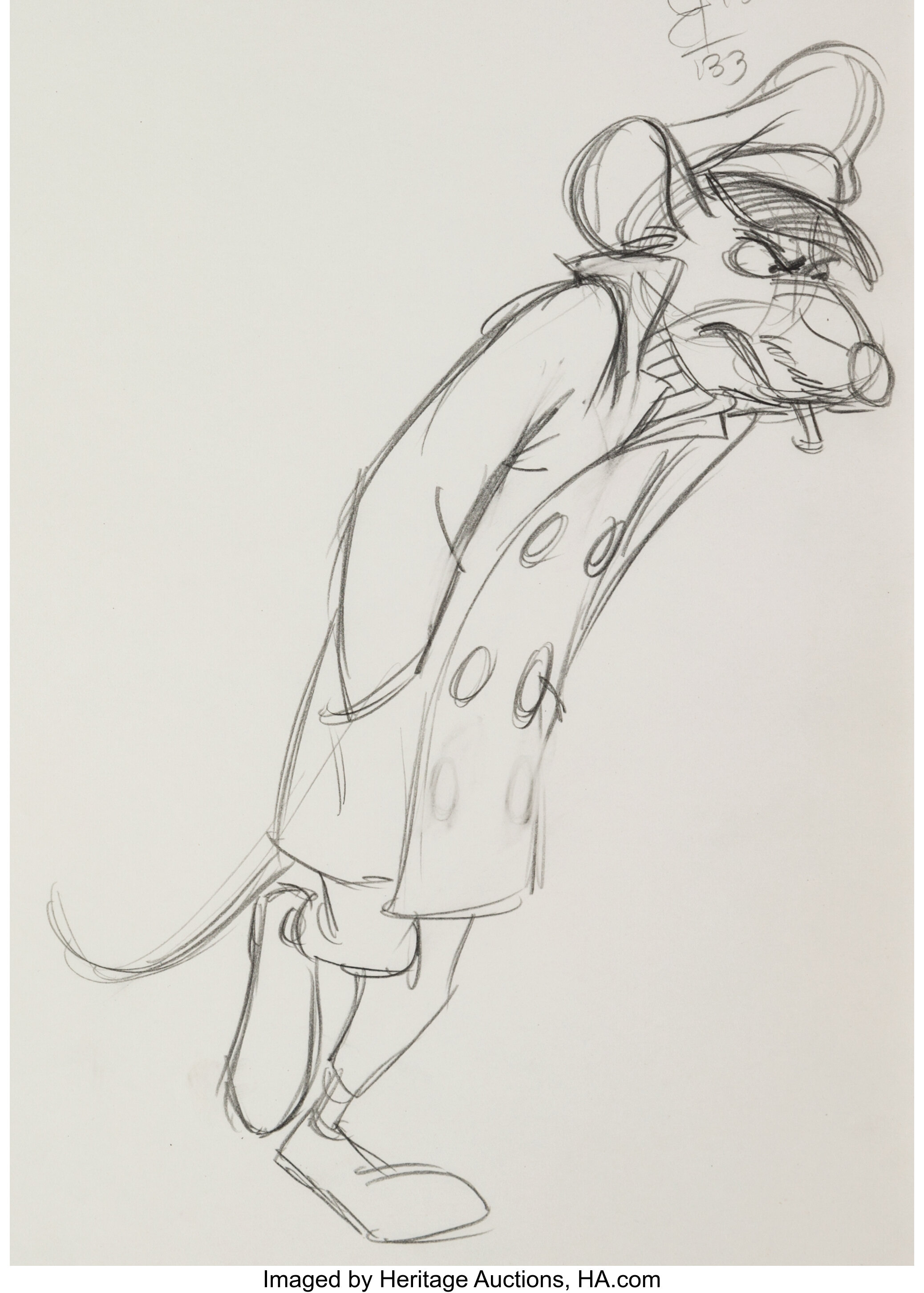 The Great Mouse Detective Animation Drawing Group of 15 (Walt | Lot ...