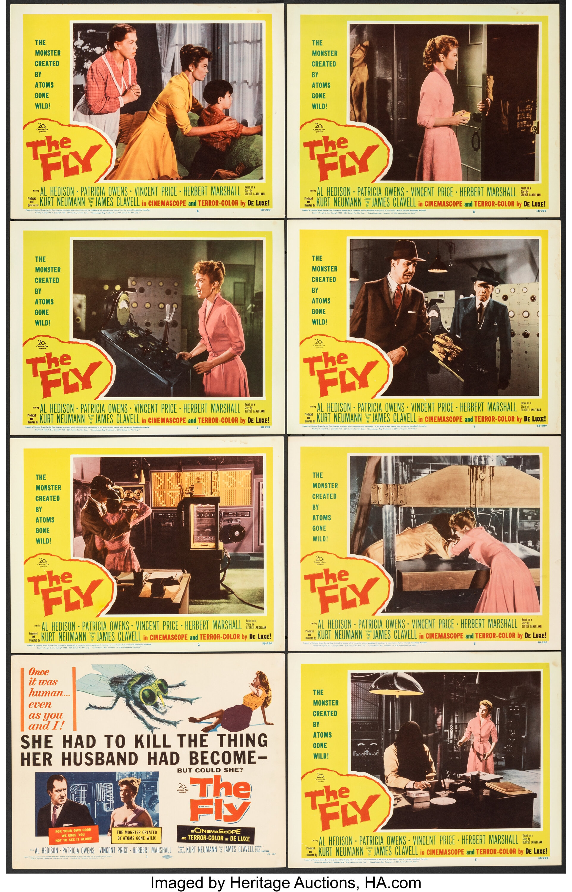 The Fly 20th Century Fox 1958 Very Fine Lobby Card Set Of 8 Lot 53095 Heritage Auctions