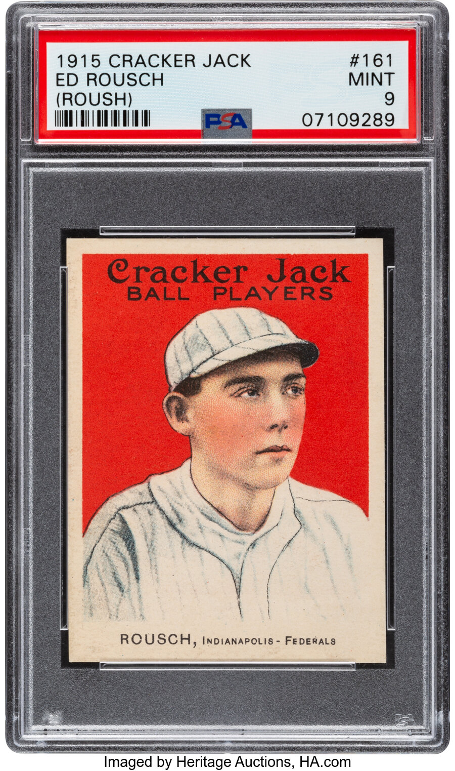 1915 Cracker Jack Edd Roush (Rousch) #161 PSA Mint 9 - Pop Four, None Higher