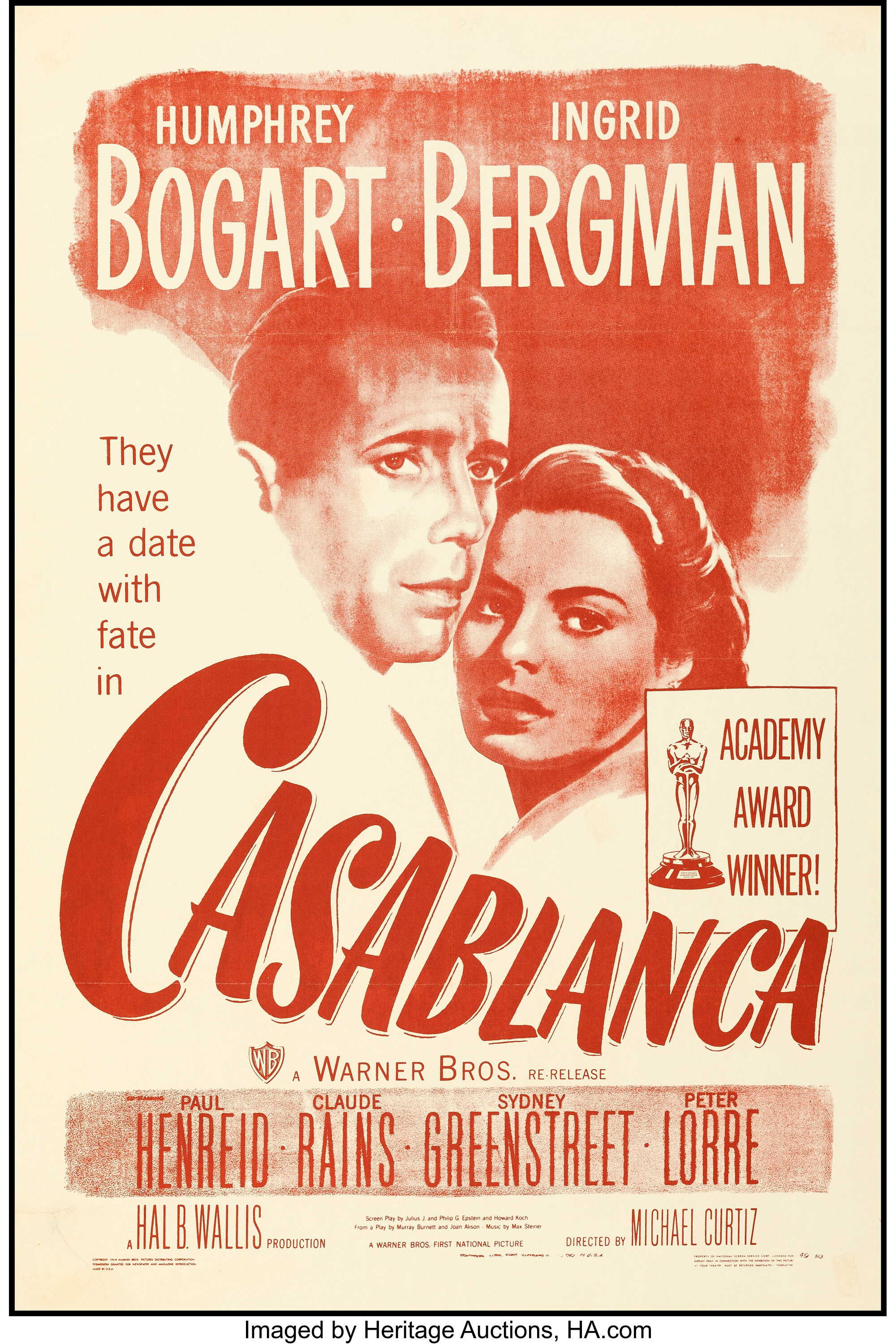 <b>Casablanca</b> (Warner Bros., R-1949). 