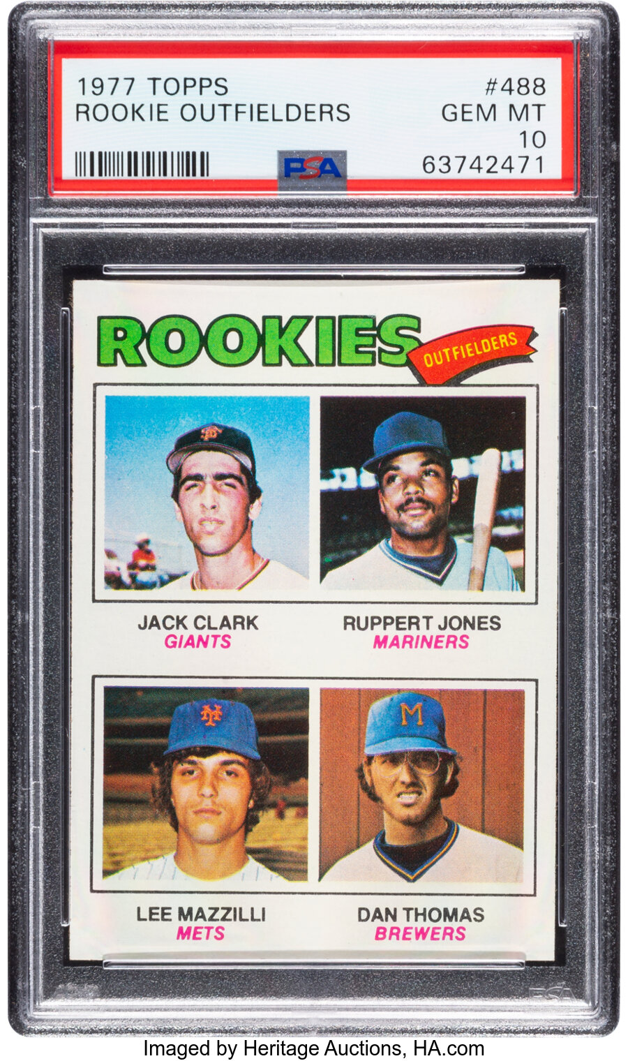 1977 Topps Jack Clark - Rookie Outfielders #488 PSA Gem Mint 10