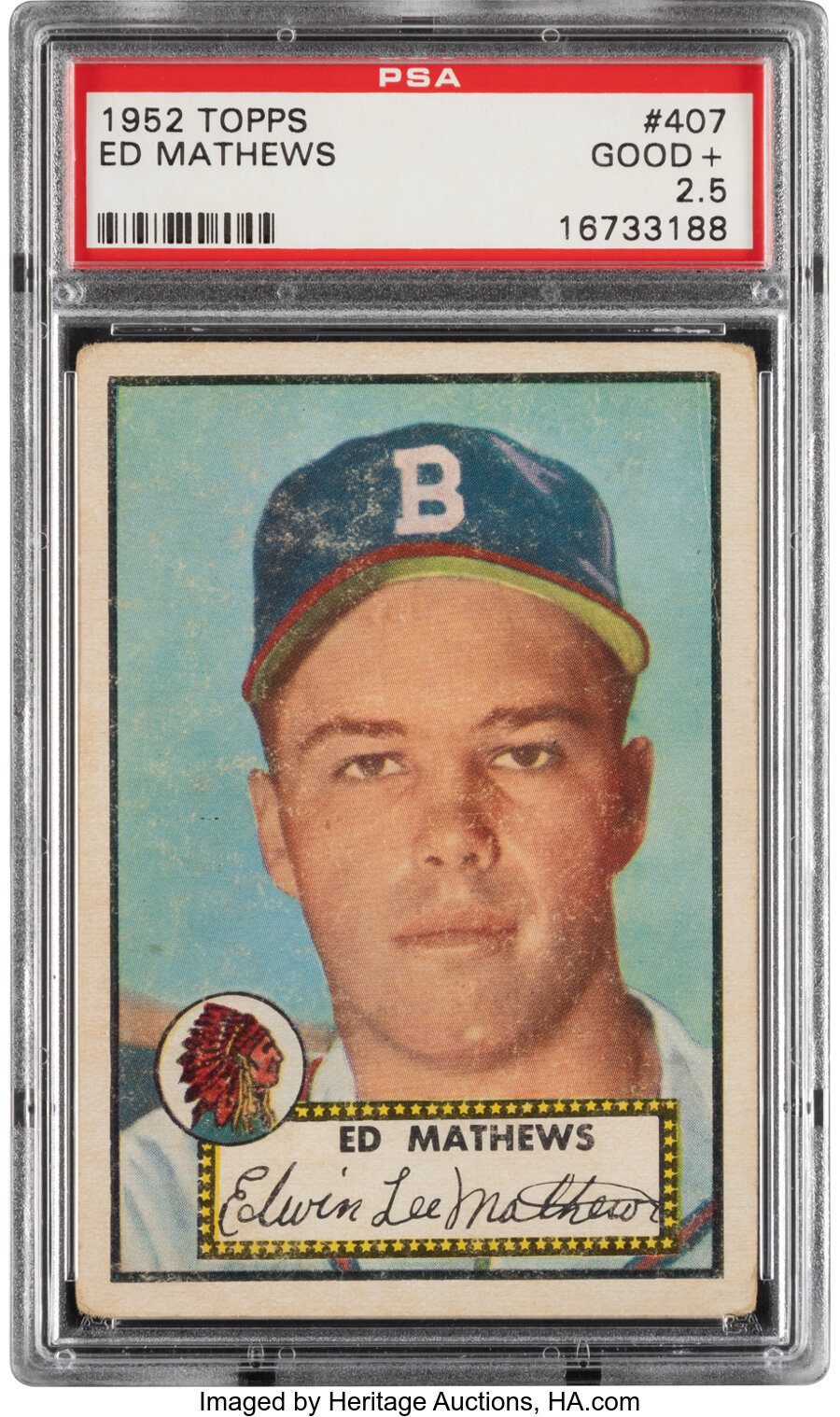 1952 Topps Eddie Mathews Rookie #407 PSA Good+ 2.5