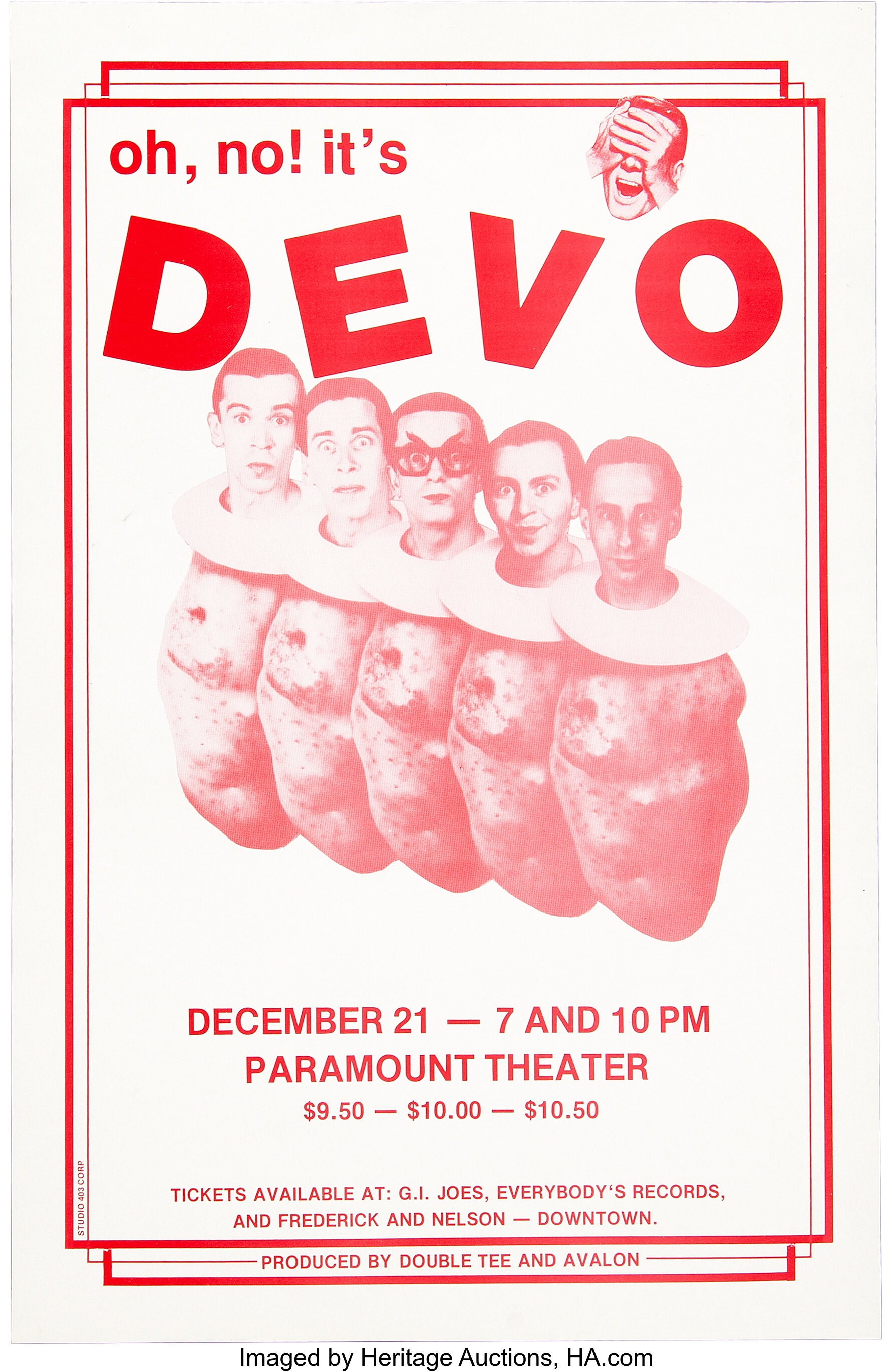 Devo 1982 Oh, No! It's Devo Era Portland, Oregon Concert Poster