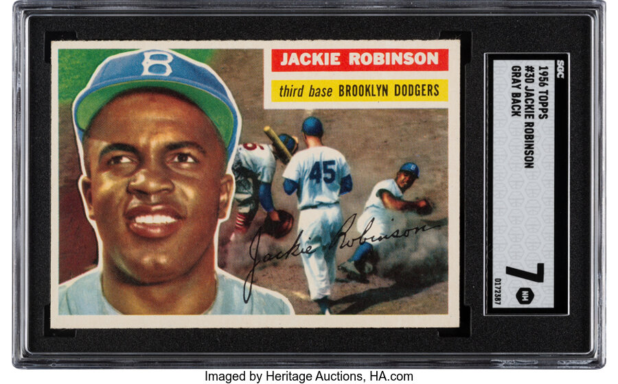 1956 Topps Jackie Robinson (Gray Back) #30 SGC NM 7