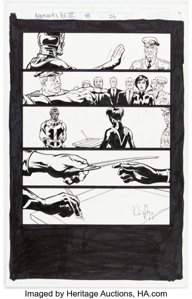 Original Comic Art:Story Page, Kieron Dwyer and Rick Remender Avengers #49 (464) Story Page 23 Original Art (Marvel, 2002)....