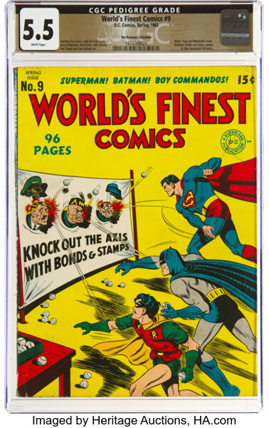 Golden Age (1938-1955):Superhero, World's Finest Comics #9 The Promise Collection Pedigree (DC, 1943) CGC FN- 5.5 White pages....