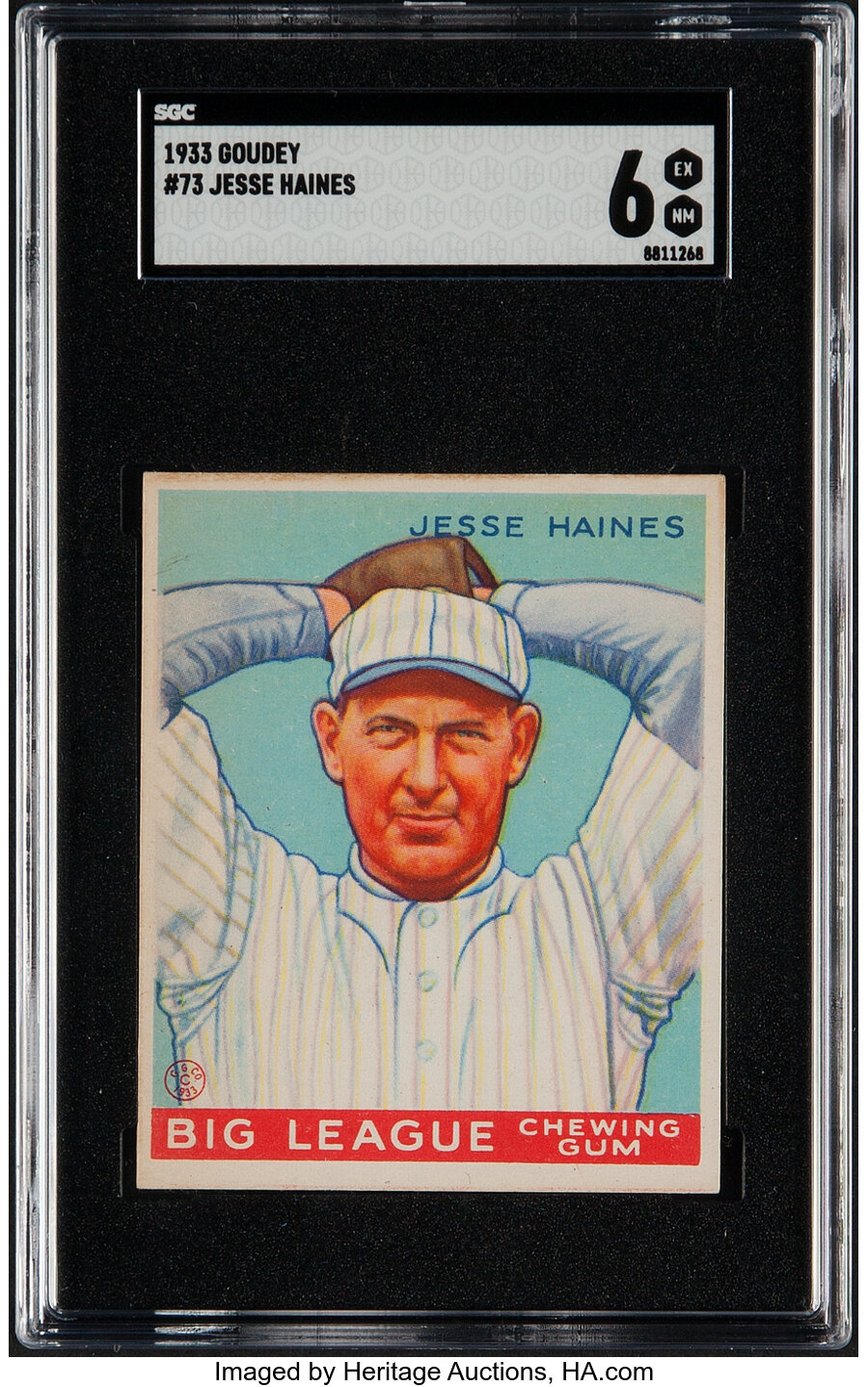 1933 Goudey Jesse Haines #73 SGC EX/NM 6