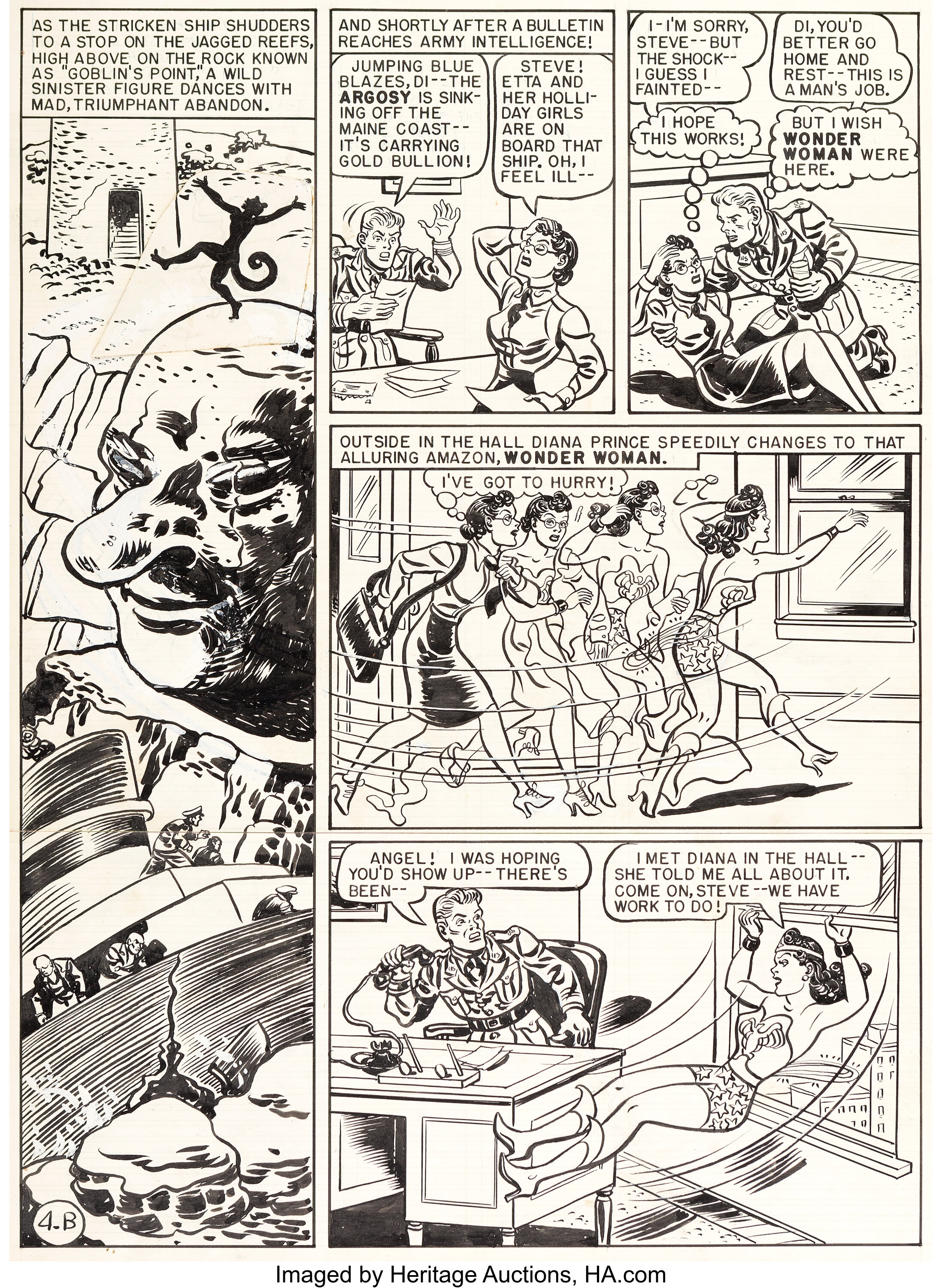 H. G. Peter Wonder Woman #31 Unpublished Story Page 4-B Original | Lot ...