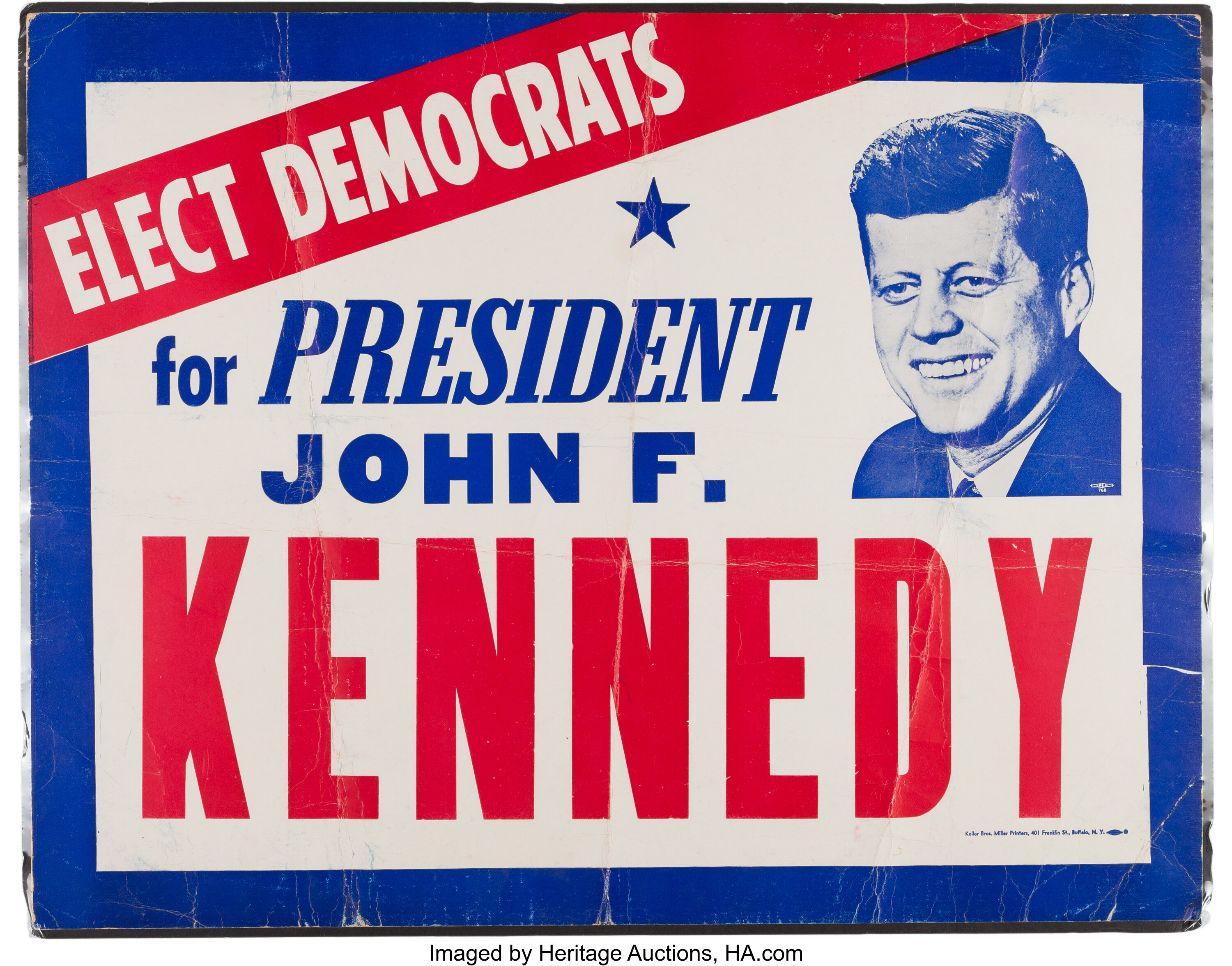 John F. Kennedy: Scarce Cardboard Placard.... Political Posters & | Lot ...