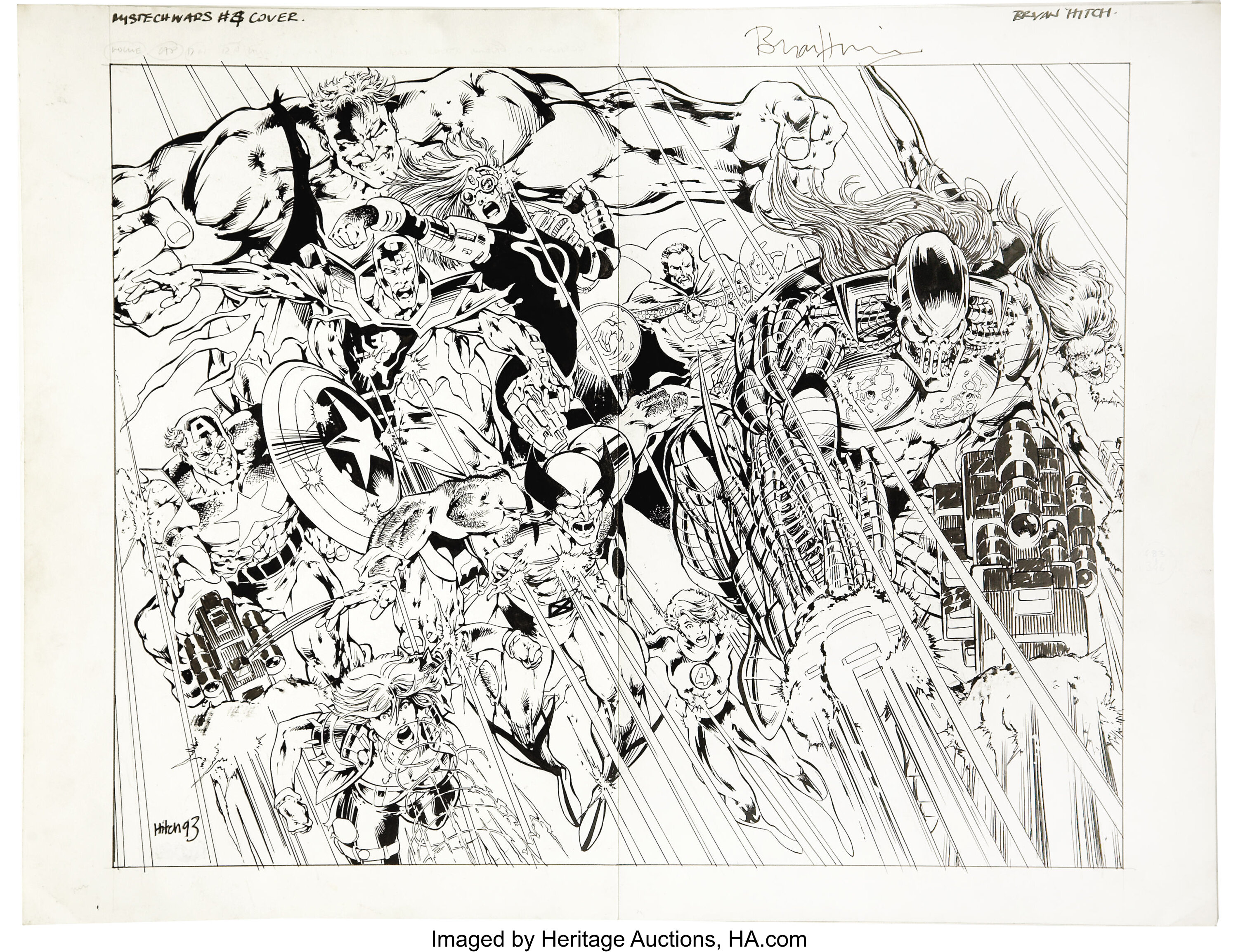 Bryan Hitch - Mys-Tech Wars #4 Wrap-Around Cover Original Art | Lot ...