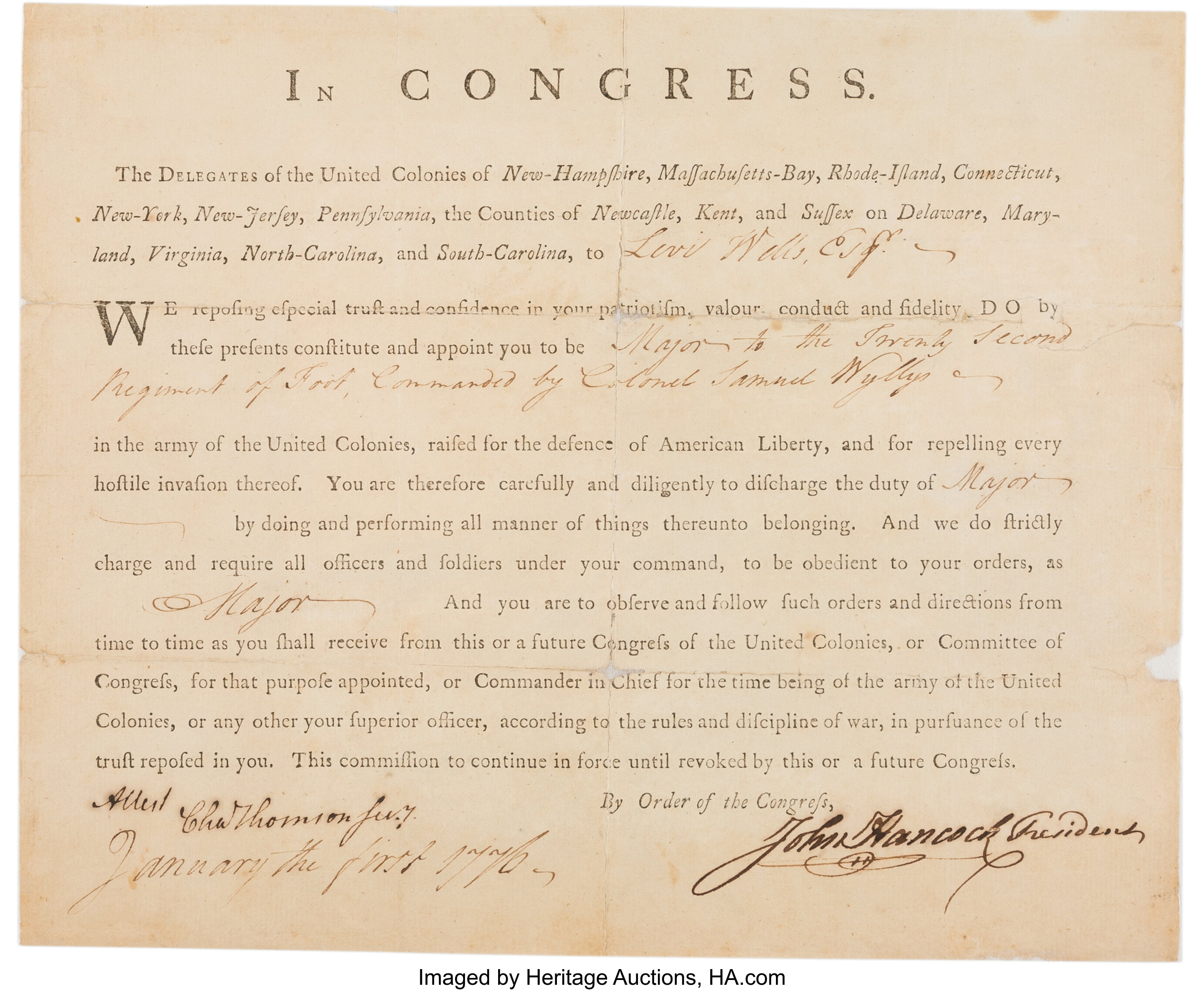 John Hancock document signed (