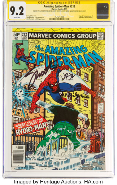 Modern Age (1980-Present):Superhero, The Amazing Spider-Man #212 Signature Series: John Romita Jr. and Others (Marvel, 1981) CGC NM- 9.2 White pages....