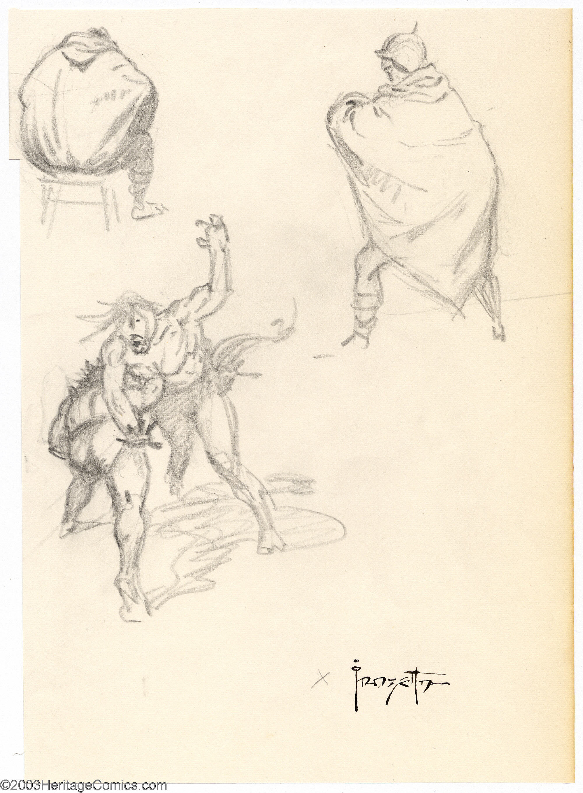 Frank Frazetta Original Sketches Fighting Savages And Cloaked Lot 16770 Heritage Auctions People also love these ideas. heritage auctions