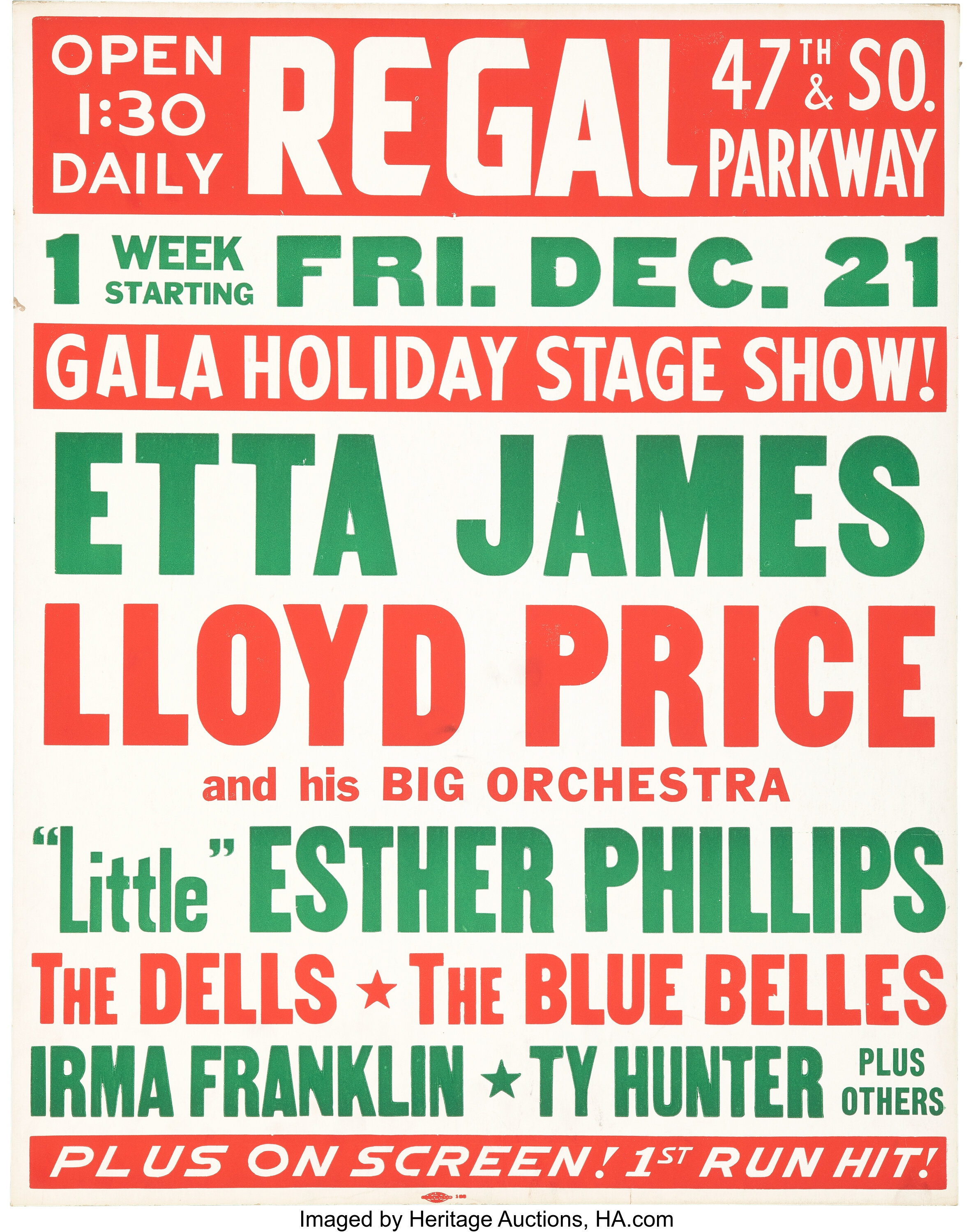 Etta James, Lloyd Price 1962 Regal Theater Chicago Jumbo Concert | Lot ...