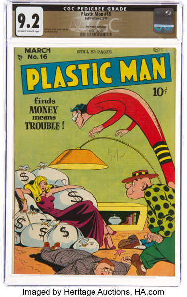 Golden Age (1938-1955):Superhero, Plastic Man #16 The Promise Collection Pedigree (Bell Features, 1949) CGC NM- 9.2 Off-white to white pages....