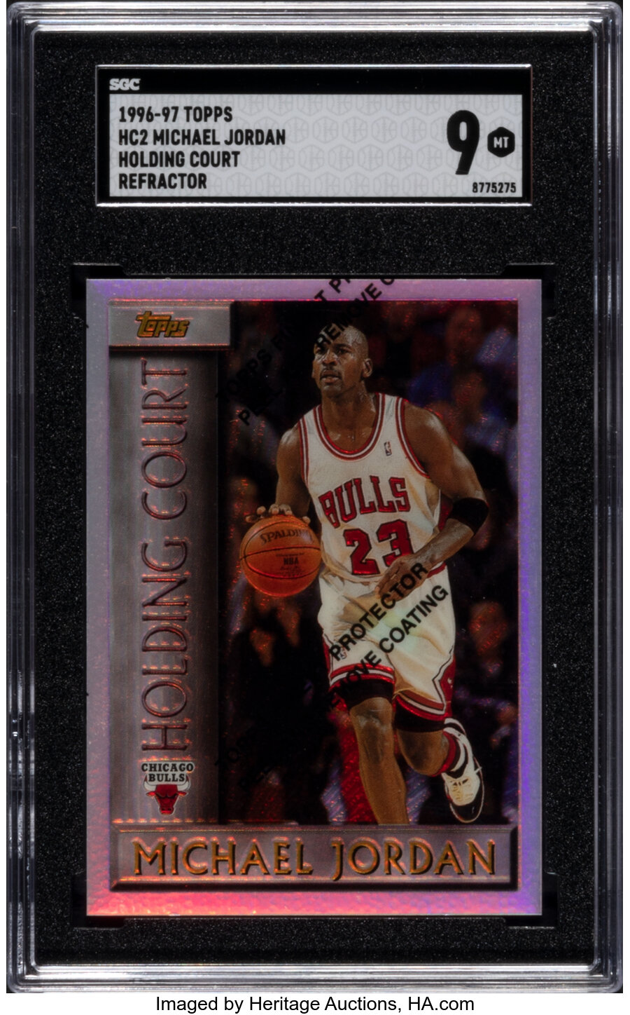 1996 Topps Michael Jordan (Holding Court w/Coating-Refractor) #HC2 SGC Mint 9