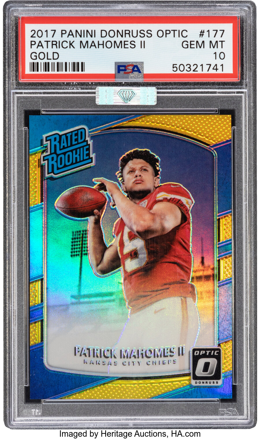 2017 Panini Donruss Optic Patrick Mahomes II (Gold) Rookie #177 PSA Gem Mint 10 - #'d 7/10