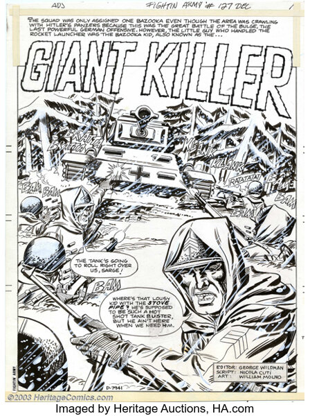 William Molno - Original Art for Fightin' Marines #127 (Charlton, 1977). Six pages from the story, "Giant Killer," written b...