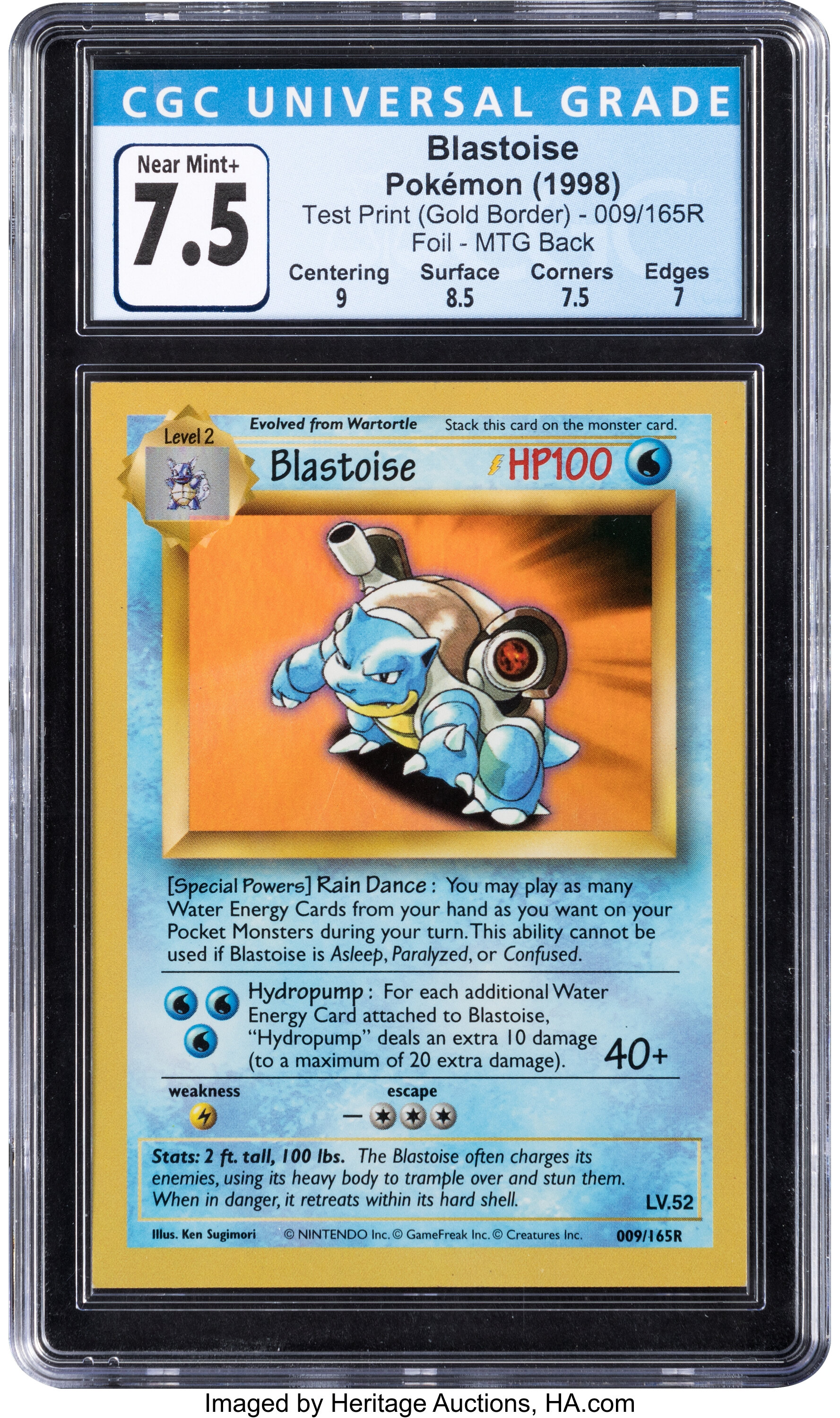 Pokémon Blastoise 009/165R Test Print (Gold Border) CGC Trading | LotID ...