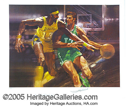 Wilt Chamberlain & John Havlicek Dual Autographed 17 x 21